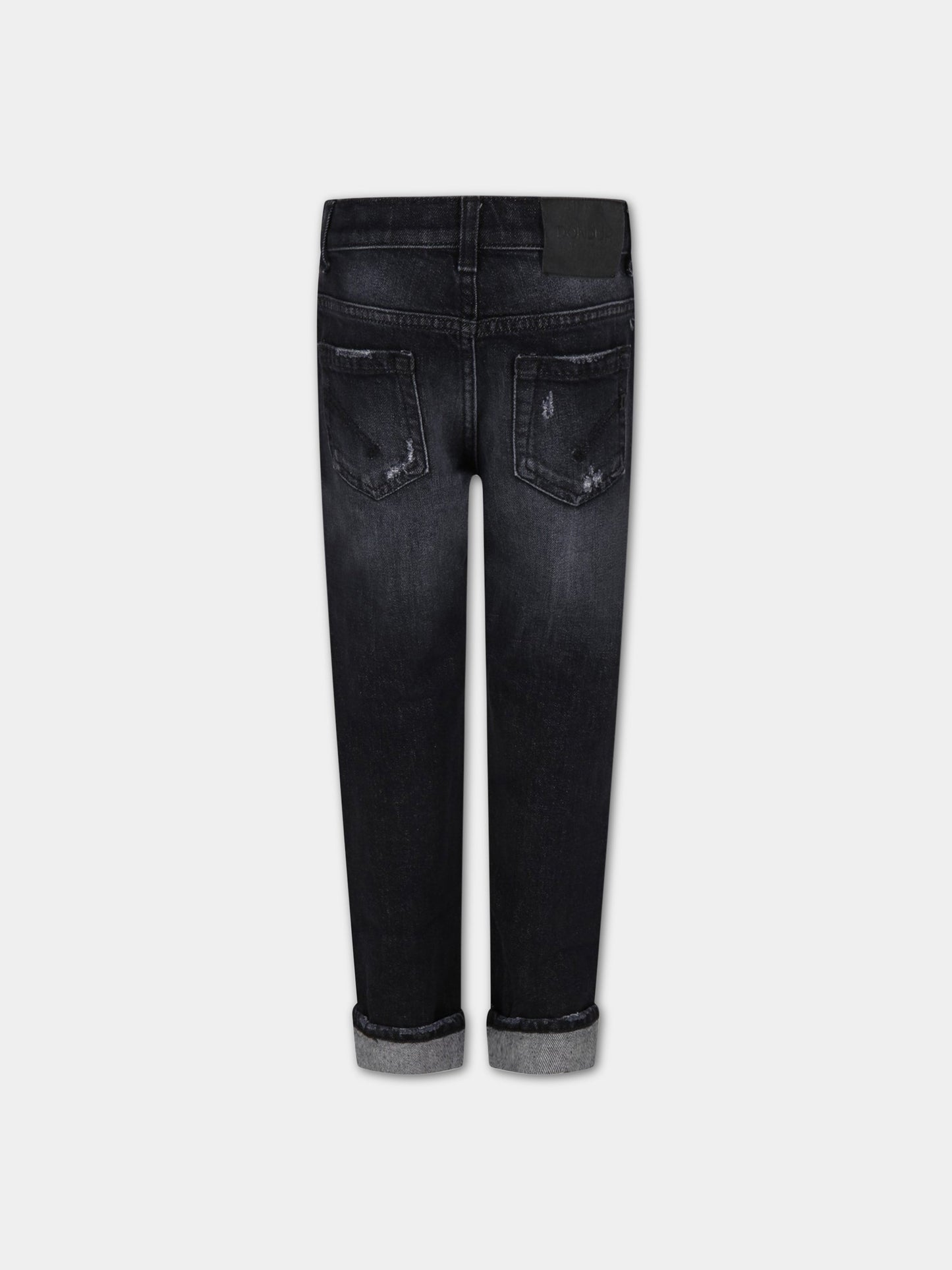 Jeans  Brighton  nero per bambino con patch logato,Dondup Kids,DMPA164 YD027 N020