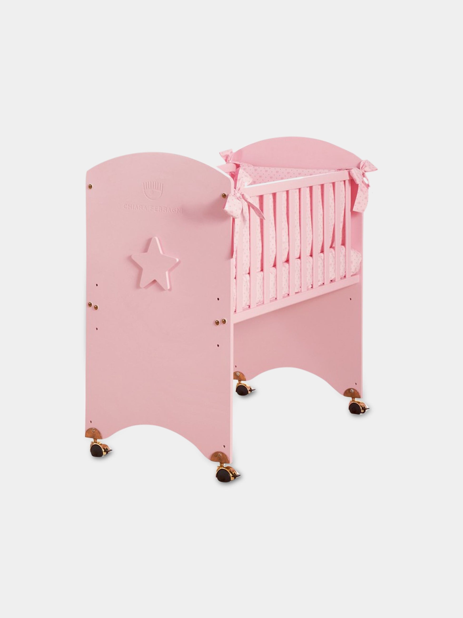 Lettino rosa co-sleeping per neonati con logo,Chiara Ferragni Homewear,CF201R