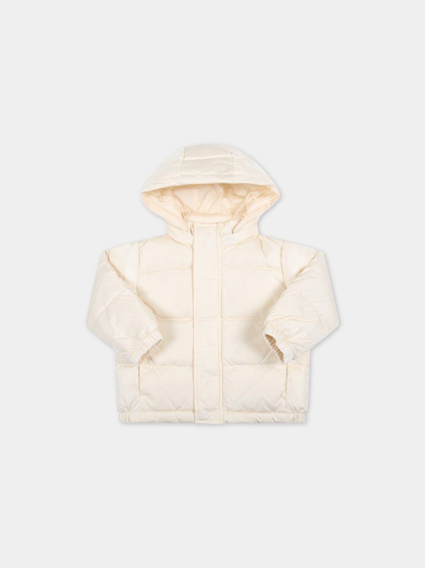 Piumino avorio per neonati con logo grigio,Add,ADNGB002 YA176 000