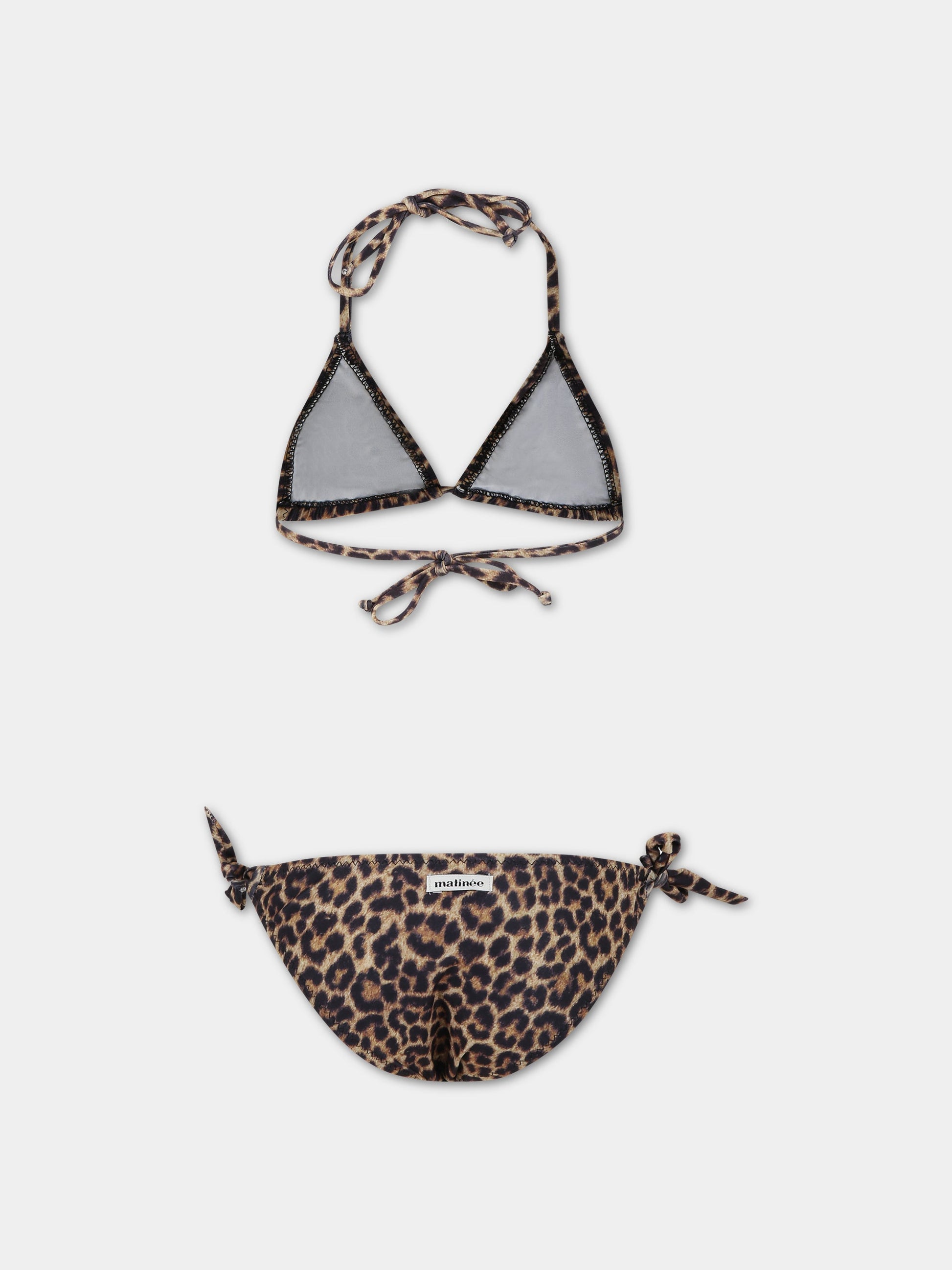 Bikini marrone per bambina con logo,Matineè,CC4009 PETITE CAMILLE MACULATO