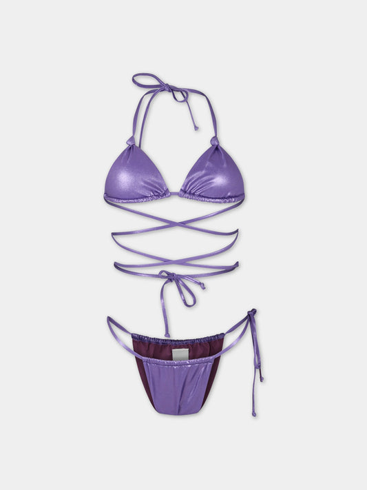 Bikini viola da donna con patch logato,Matineè,CB4039 DAISY LAMINA SPACE LILLA