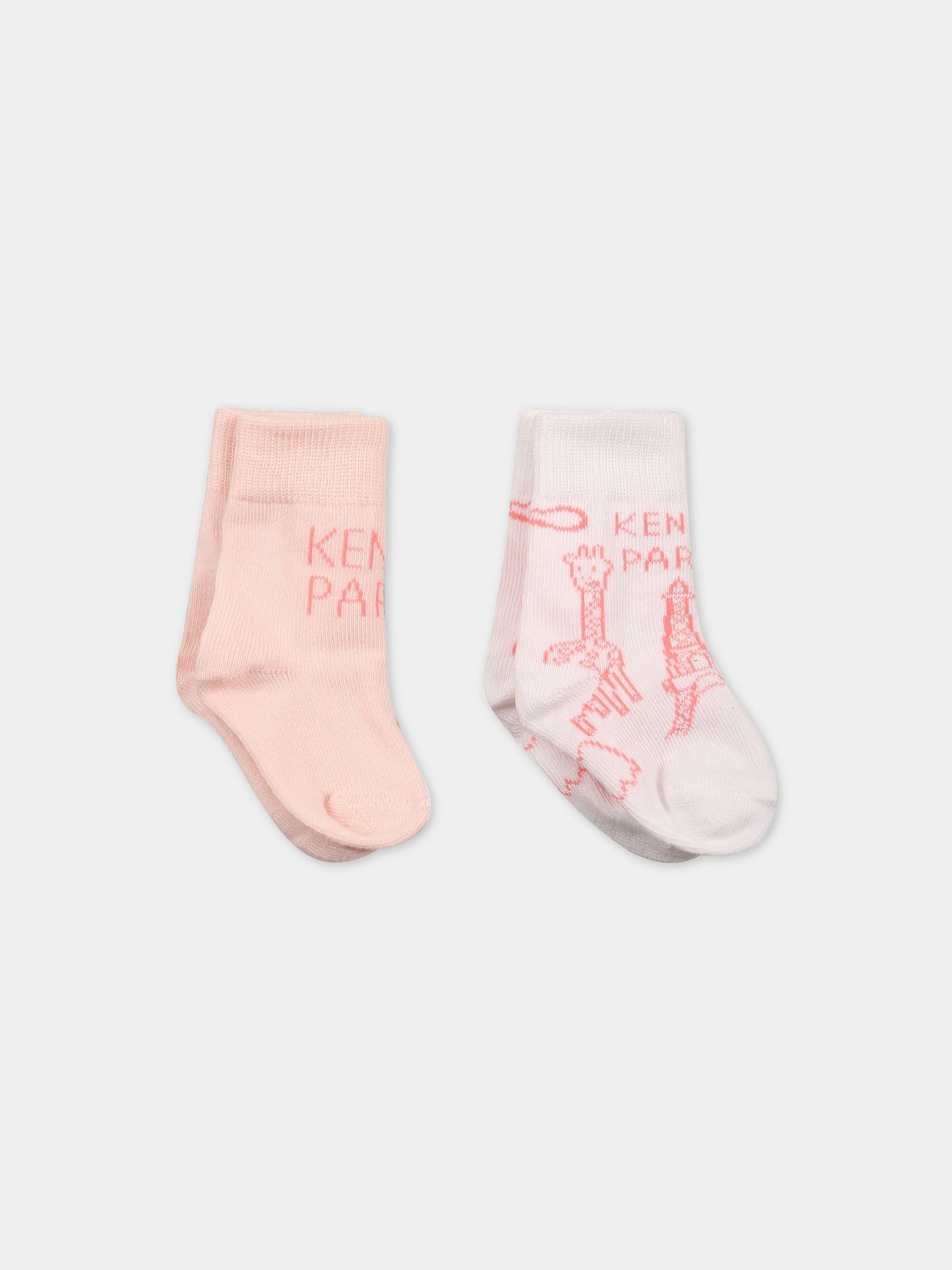 Set multicolor per neonata con giraffe  e logo,Kenzo Kids,K90093 453