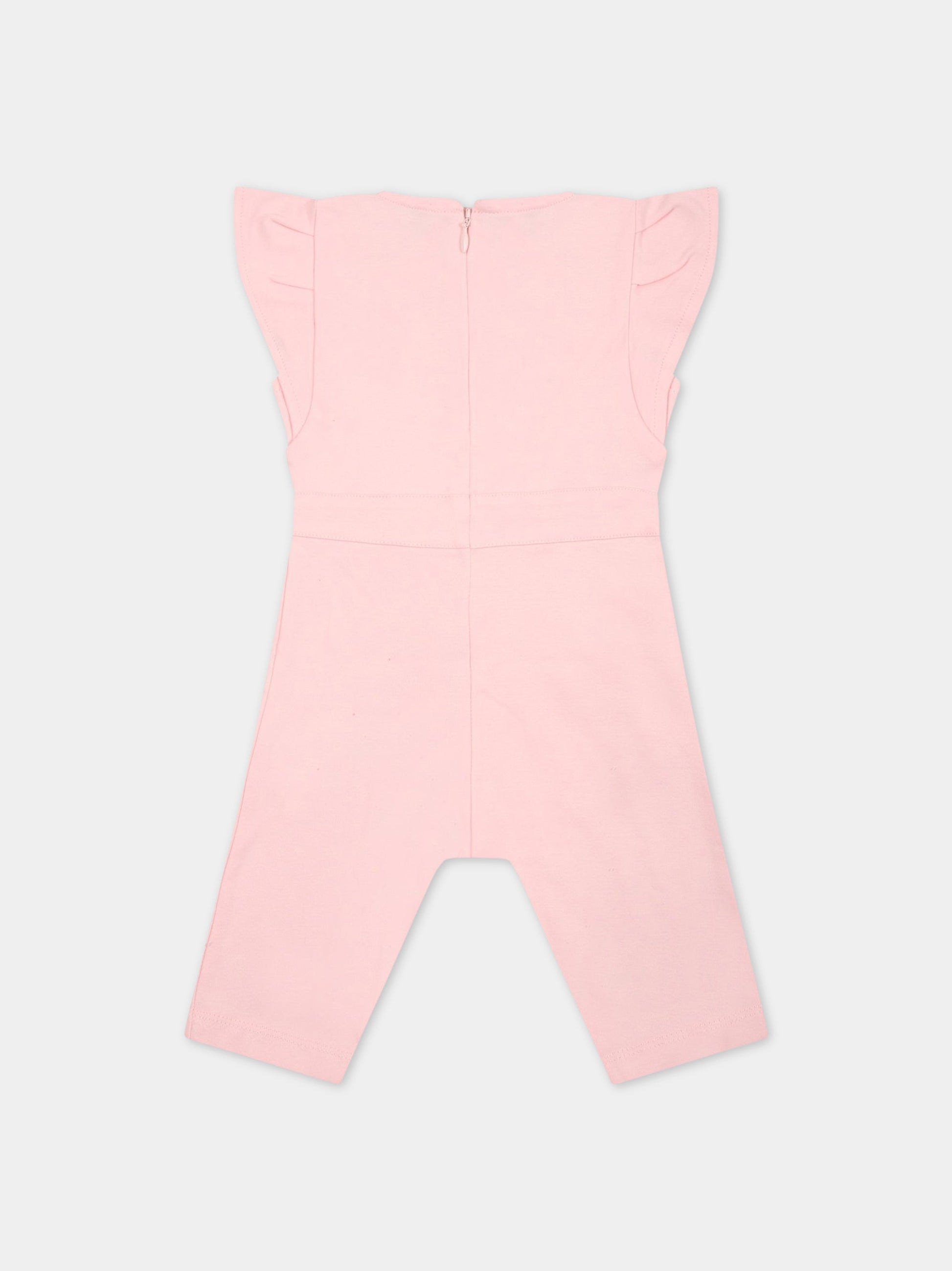 Tutina rosa per neonata con stampa e patch logato,Karl Lagerfeld Kids,Z94068 475