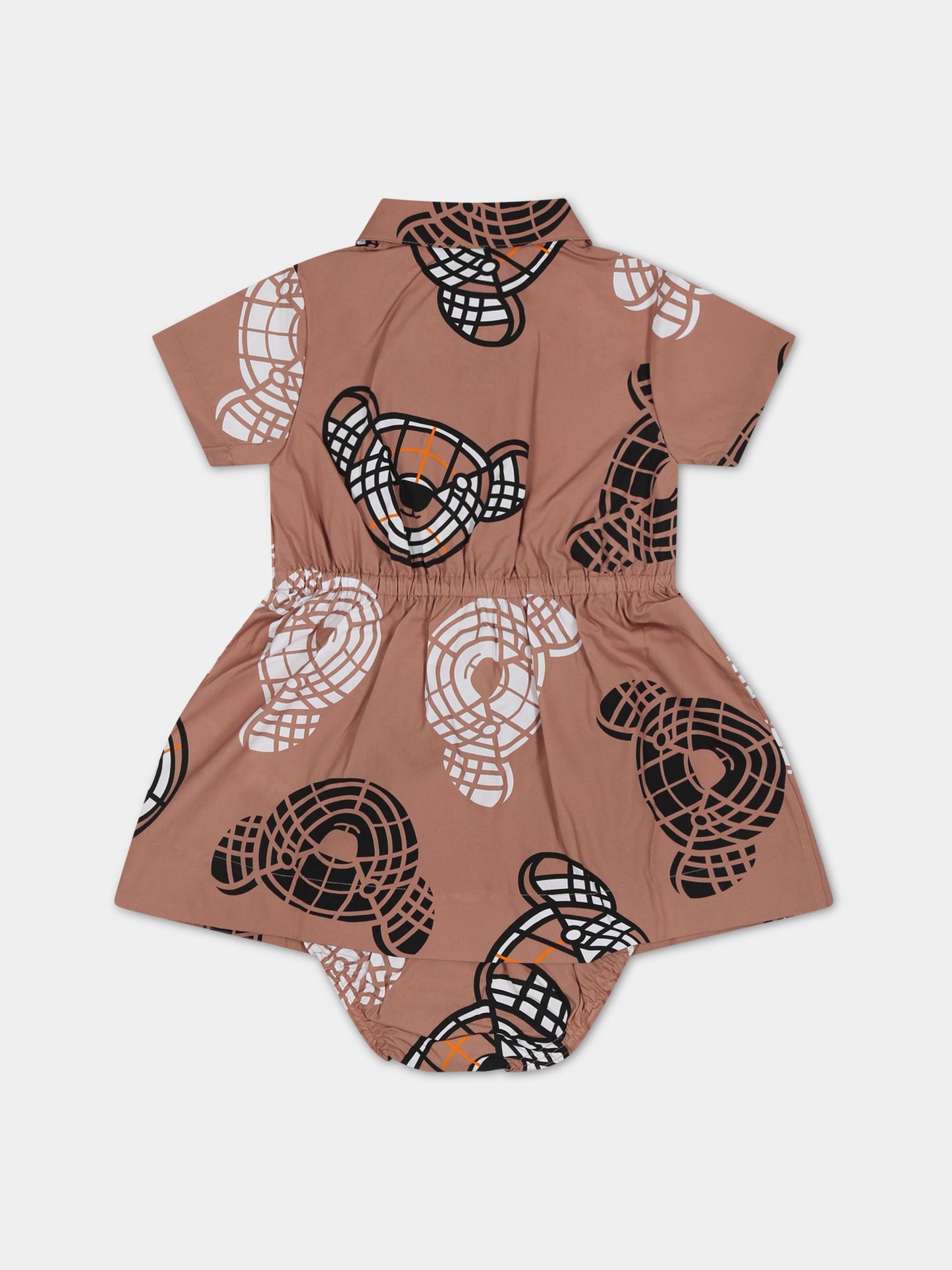Completo beige per neonata con Teddy Bear all-over,Burberry Kids,8062577
