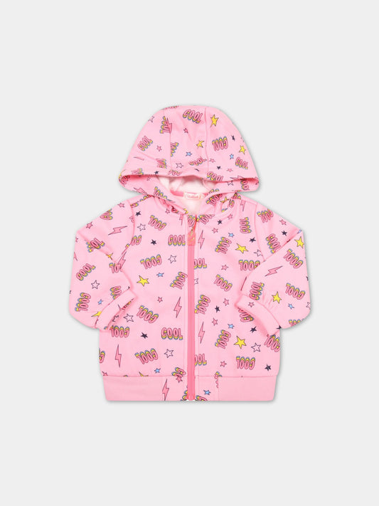 Felpa rosa per neonata con saette e stelle,Billieblush,U05359 465
