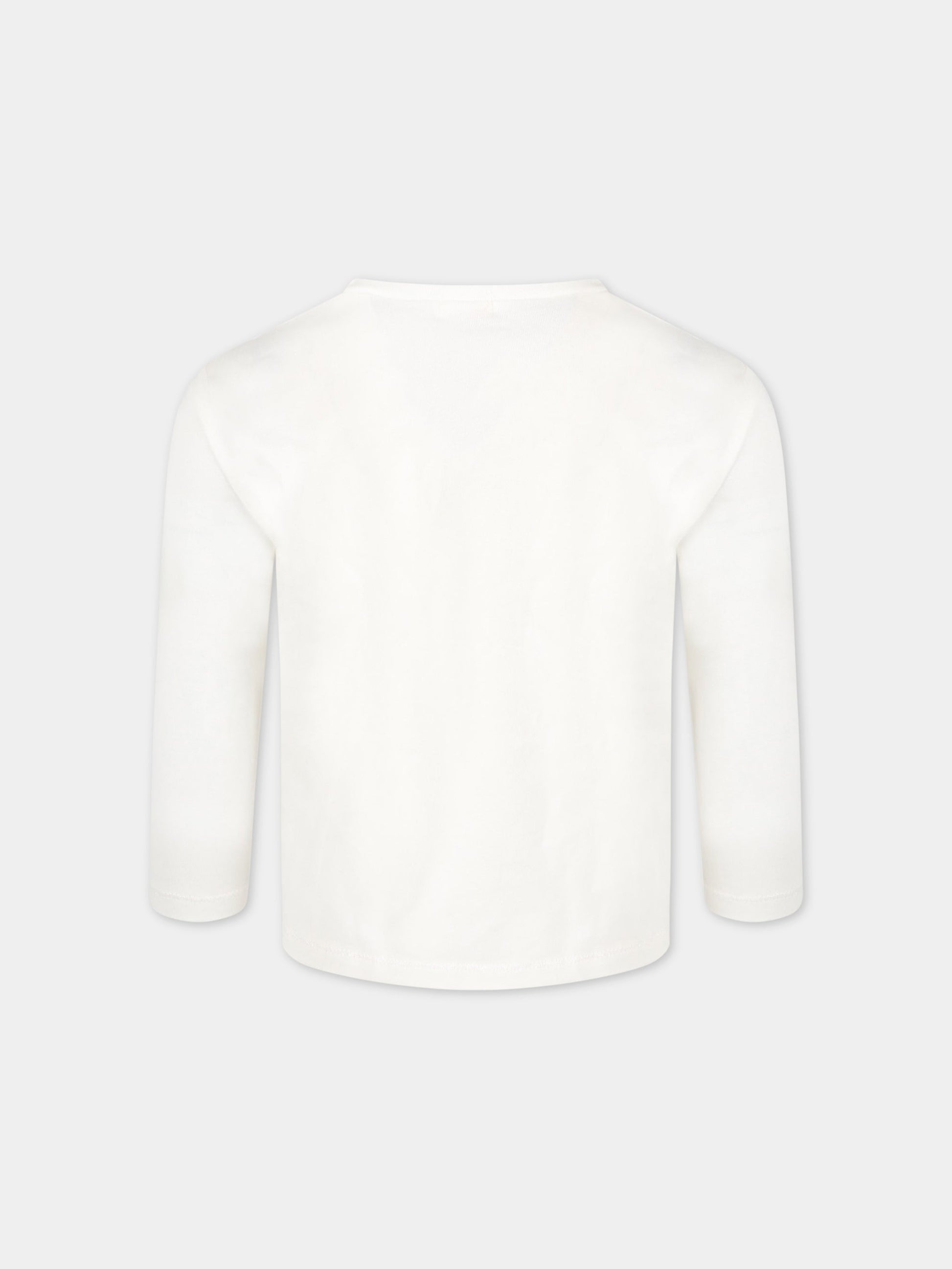 T-shirt avorio per bambina con disegni in strass,Billieblush,U15935 121