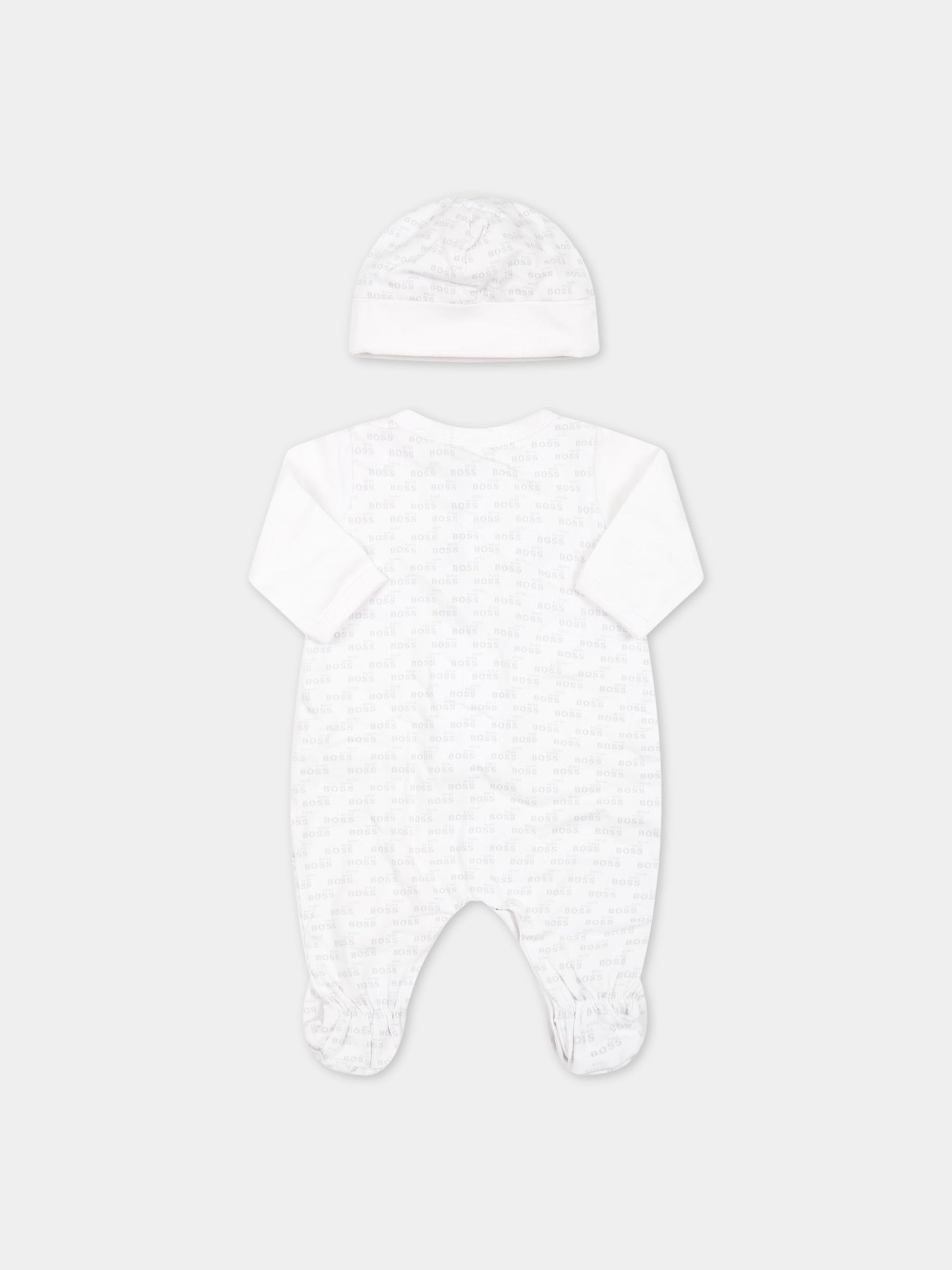 Set bianco per neonato con logo,Hugo Boss,J98329 10B