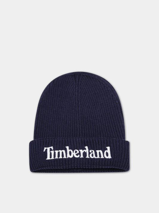 Cappello blu per neonato con logo bianco,Timberland,T01305 85T