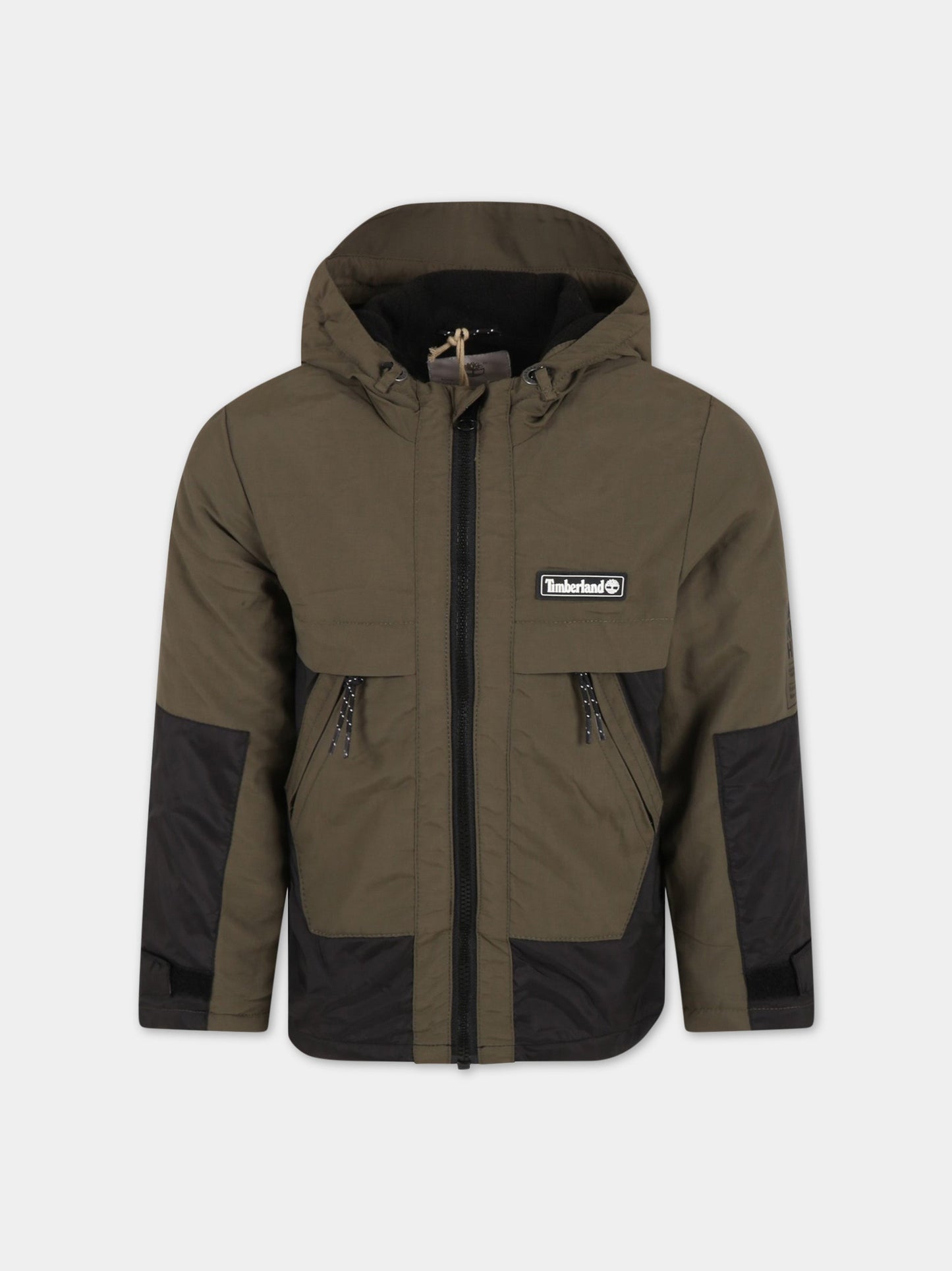 Giacca verde a vento per bambino con patch logato,Timberland,T26549 655
