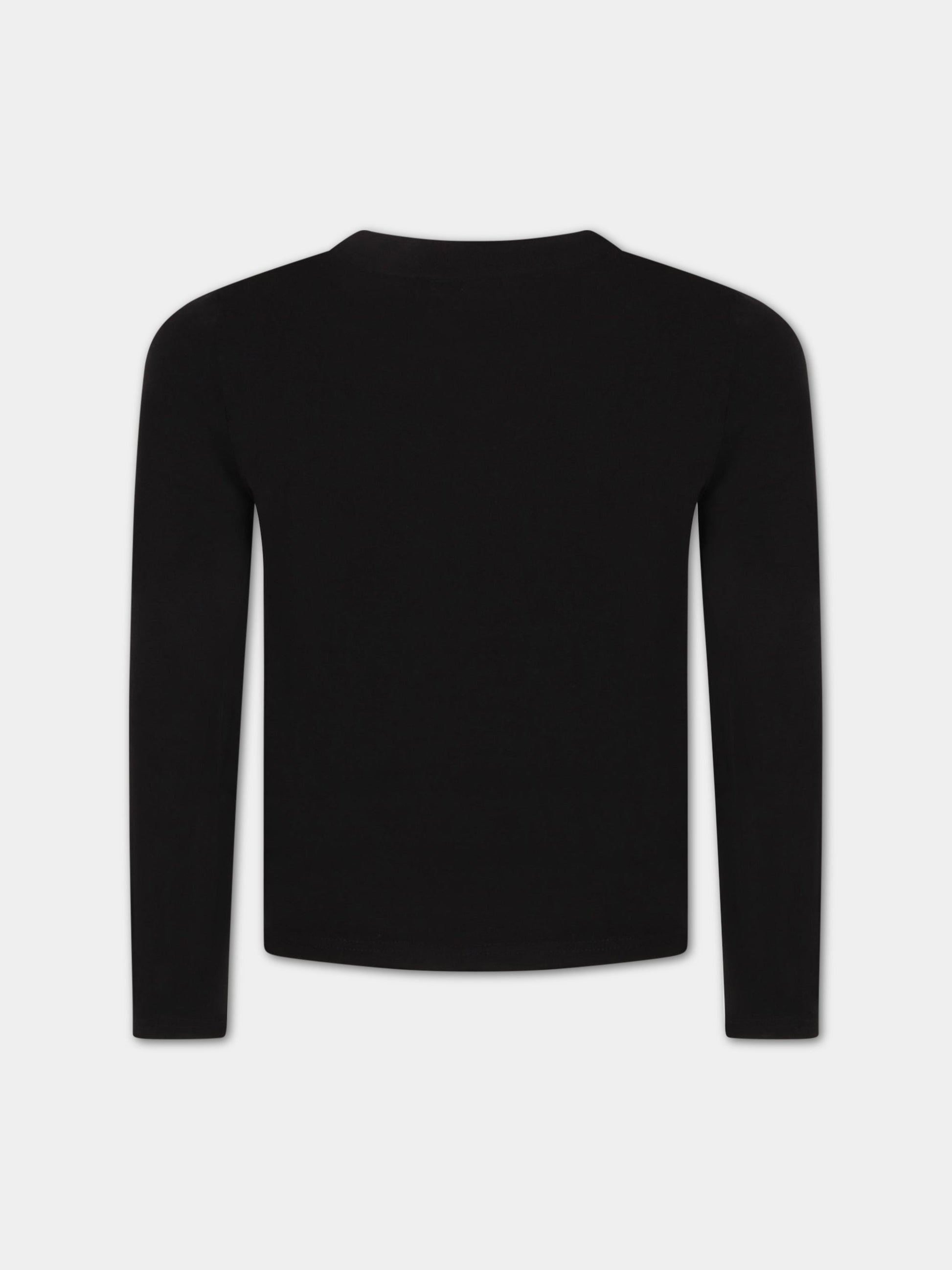 T-shirt nera per bambina con logo bianco,Dkny,D35R57 09B