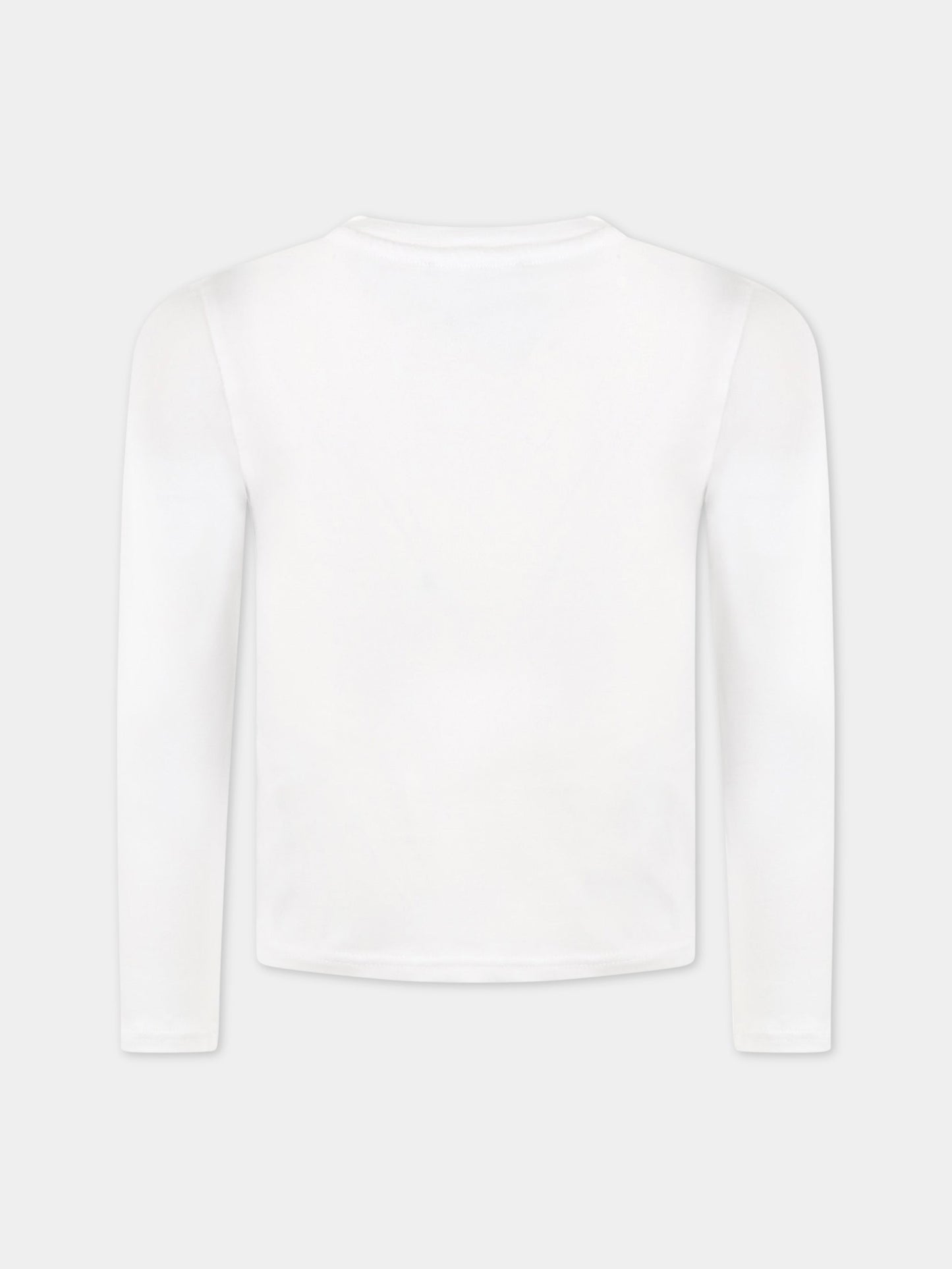 T-shirt bianca per bambina con logo nero,Dkny,D35R57 10B