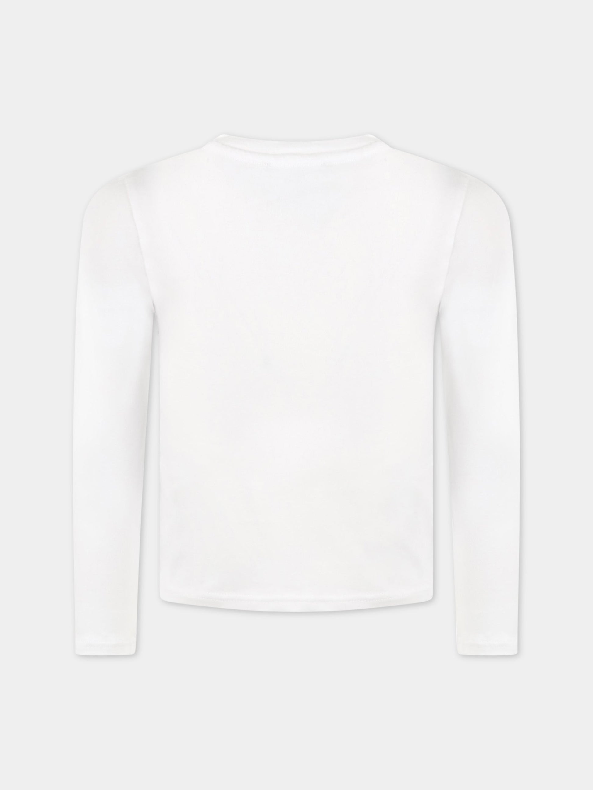 T-shirt bianca per bambina con logo nero,Dkny,D35R57 10B