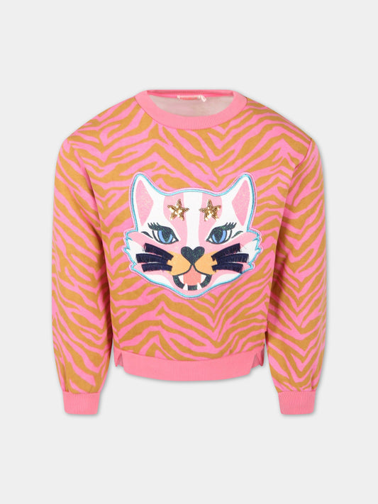 Felpa rosa per bambina con gatto,Billieblush,U15A29 44G