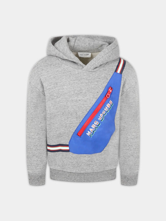 Felpa grigia per bambino con logo,Little Marc Jacobs,W25562 A35