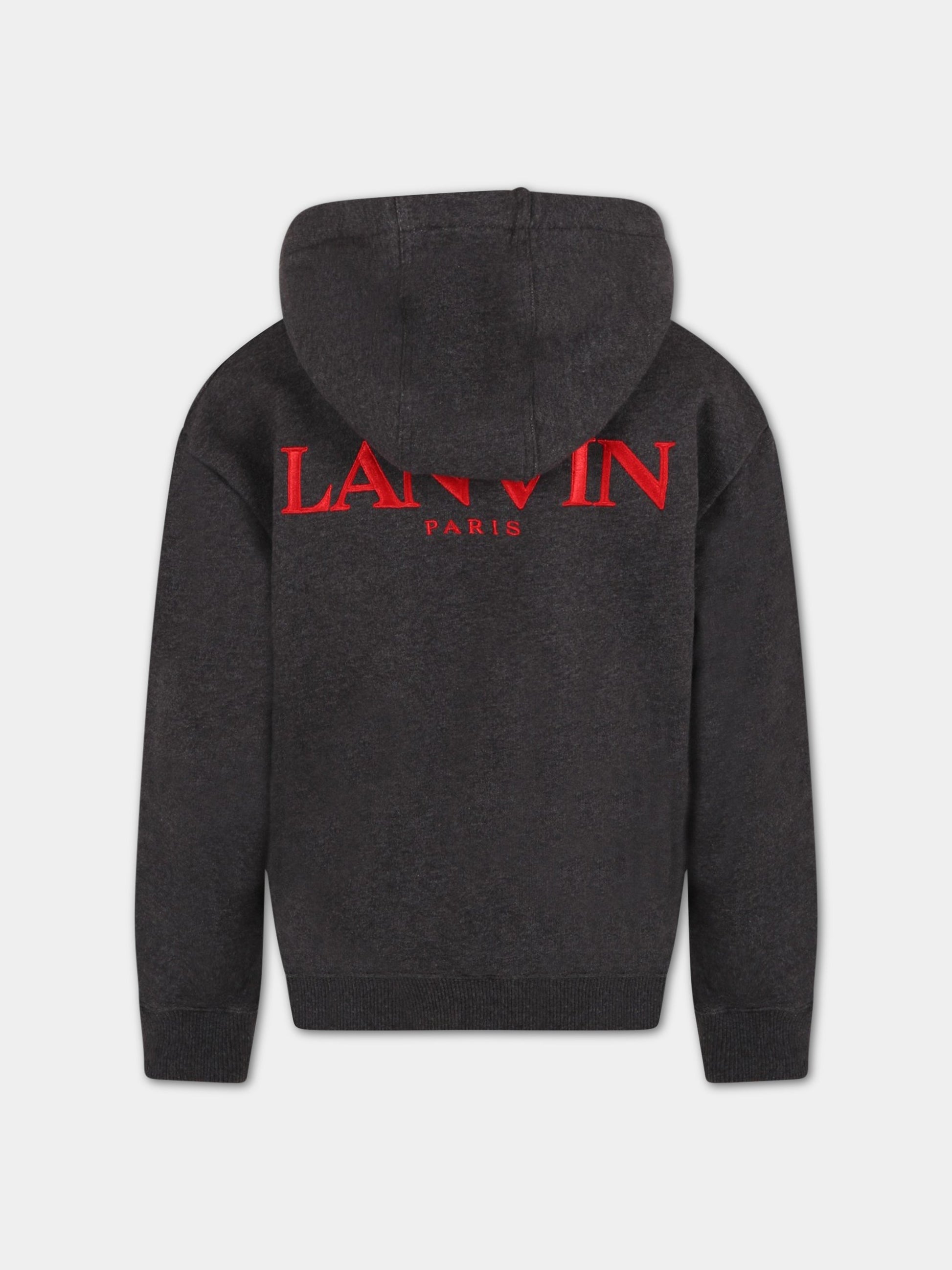 Felpa grigia pe bambino con logo,Lanvin Petite,N25094 A85