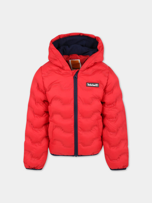 Piumino rosso per bambino con logo,Timberland,T26572 988
