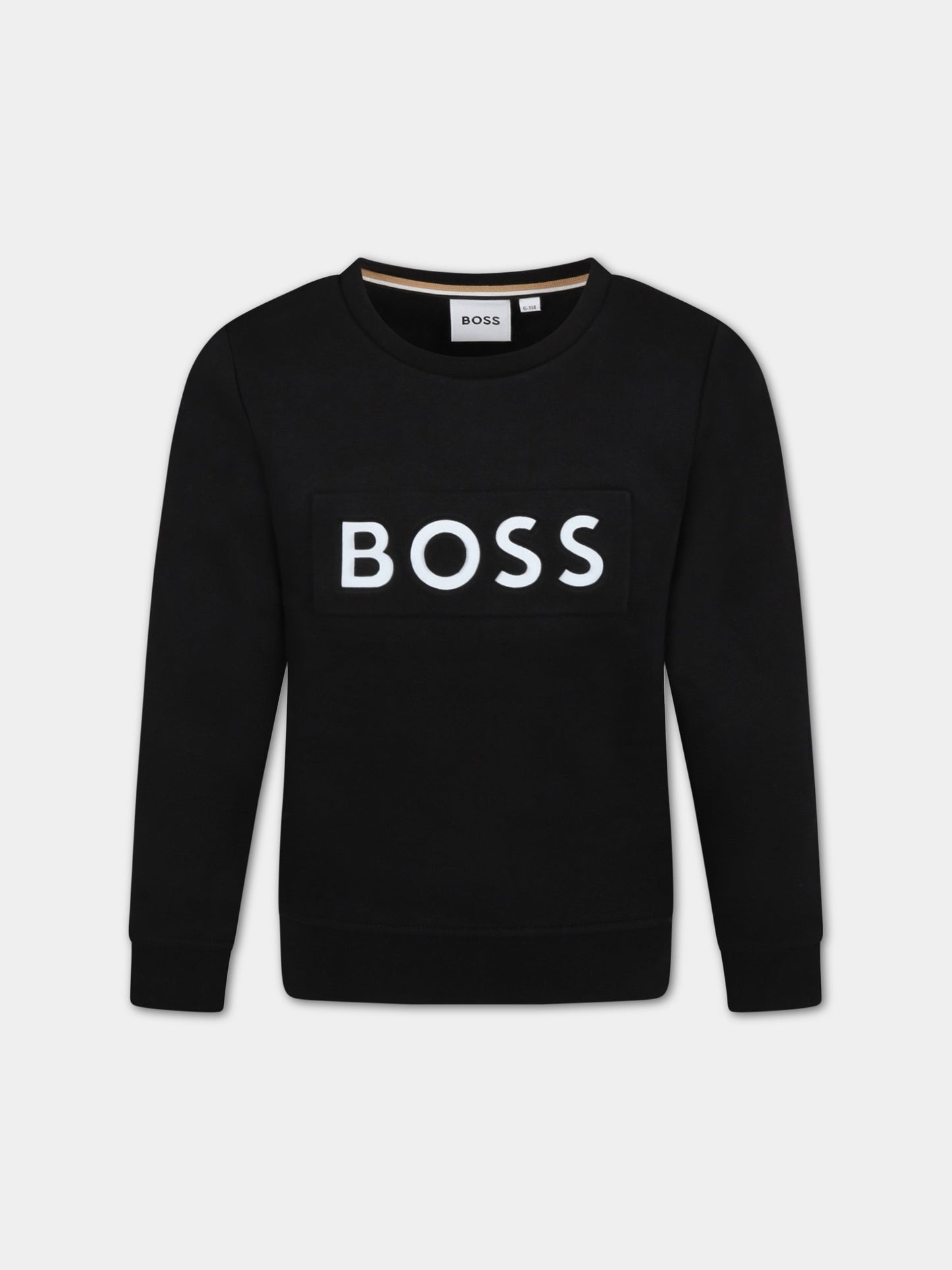 Felpa nera per bambino con logo,Hugo Boss,J25M51 09B