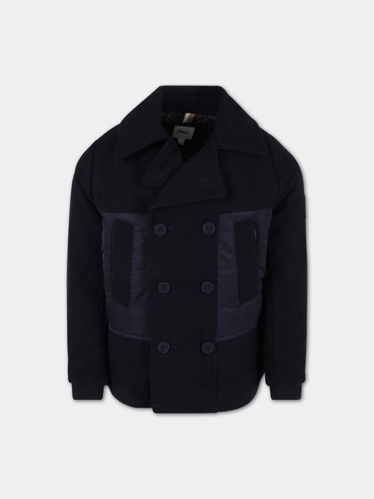 Cappotto blu per bambino con logo,Hugo Boss,J26485 849