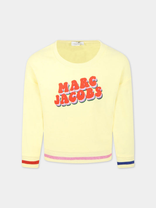 Felpa gialla per bambina con logo,Little Marc Jacobs,W15639 513