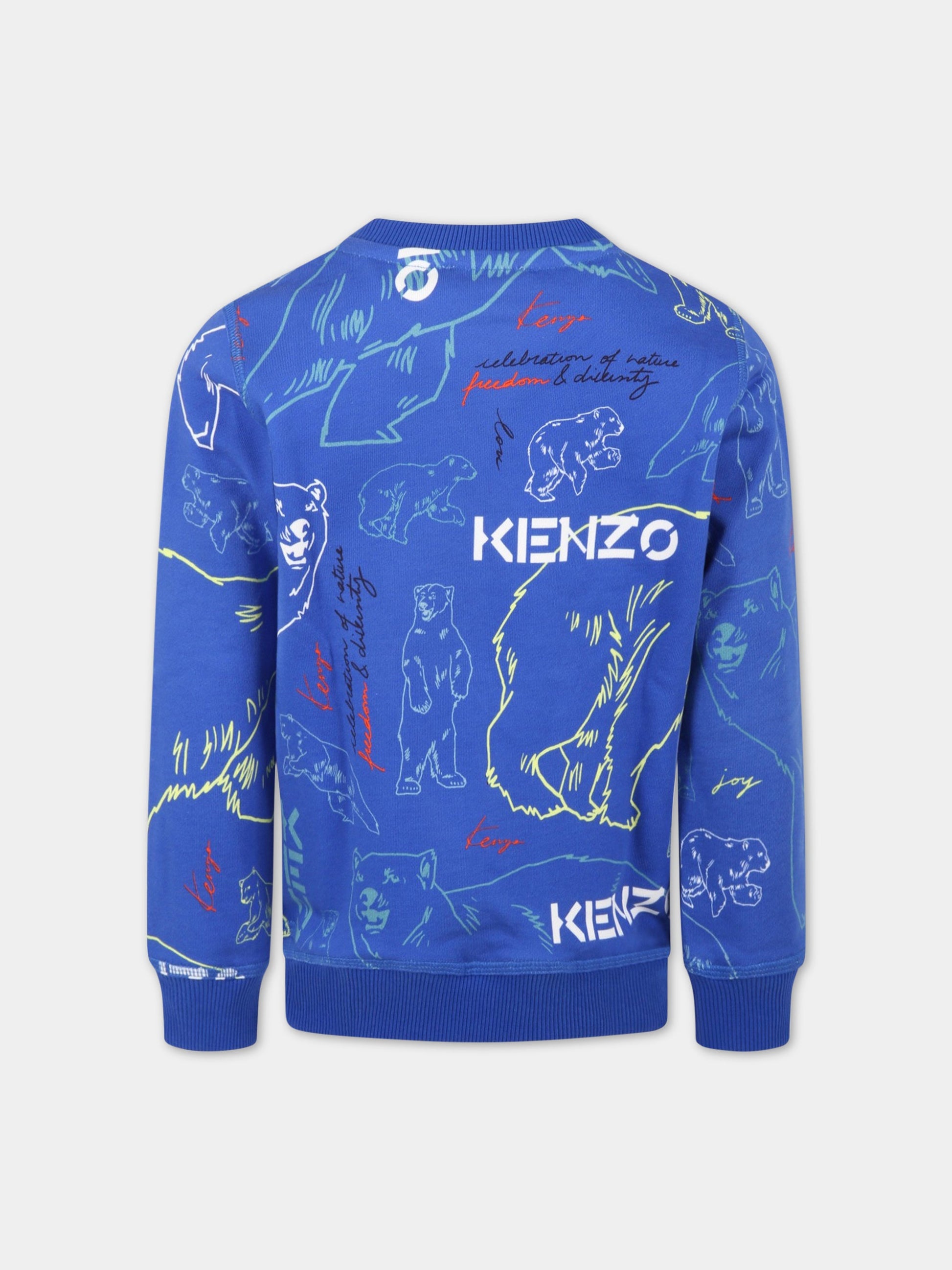 Felpa blu per bambino con logo,Kenzo Kids,K25696