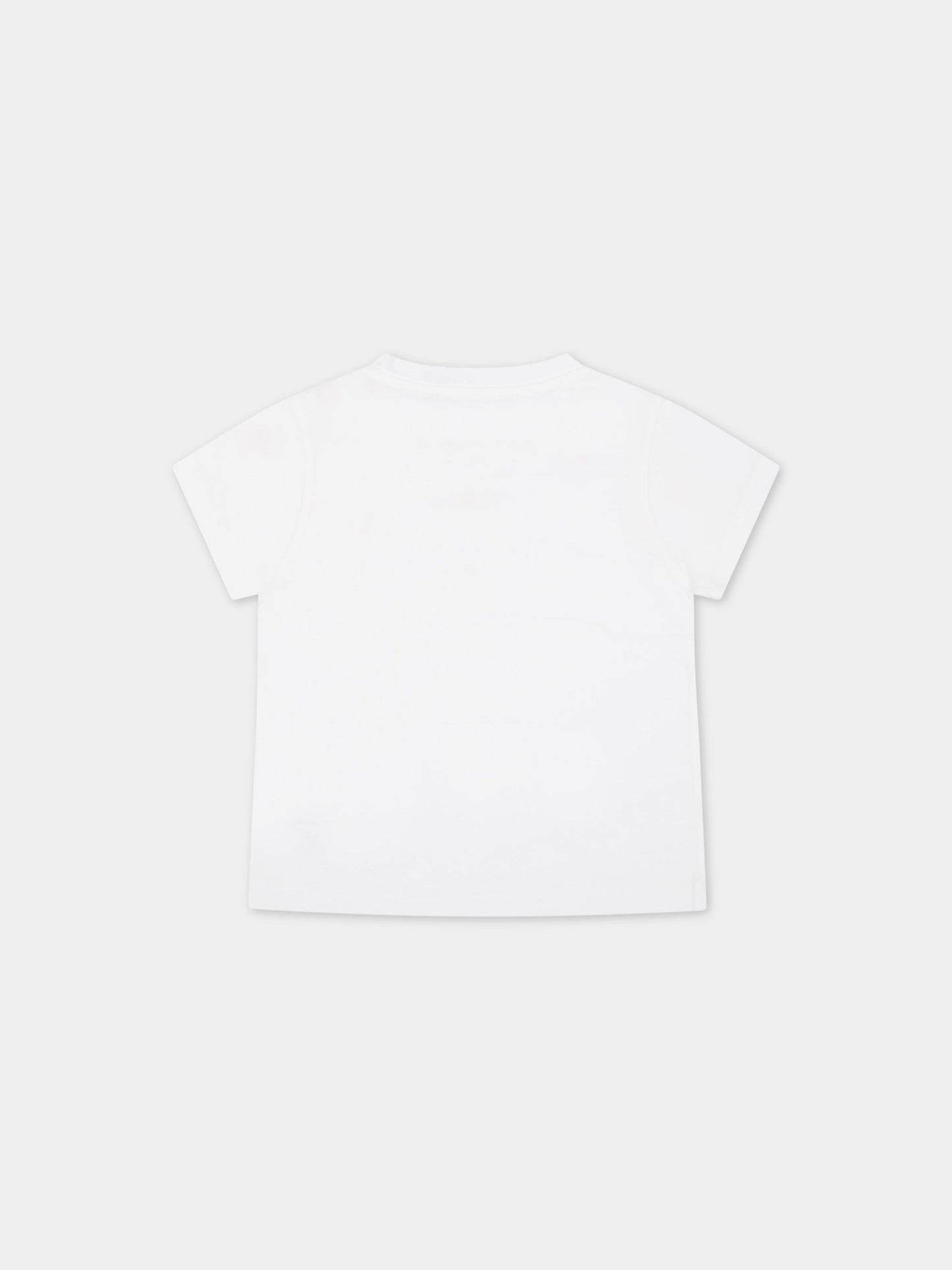 T-shirt bianca per bambini con logo dorato,Balmain Kids,6R8031 Z0057 100OR