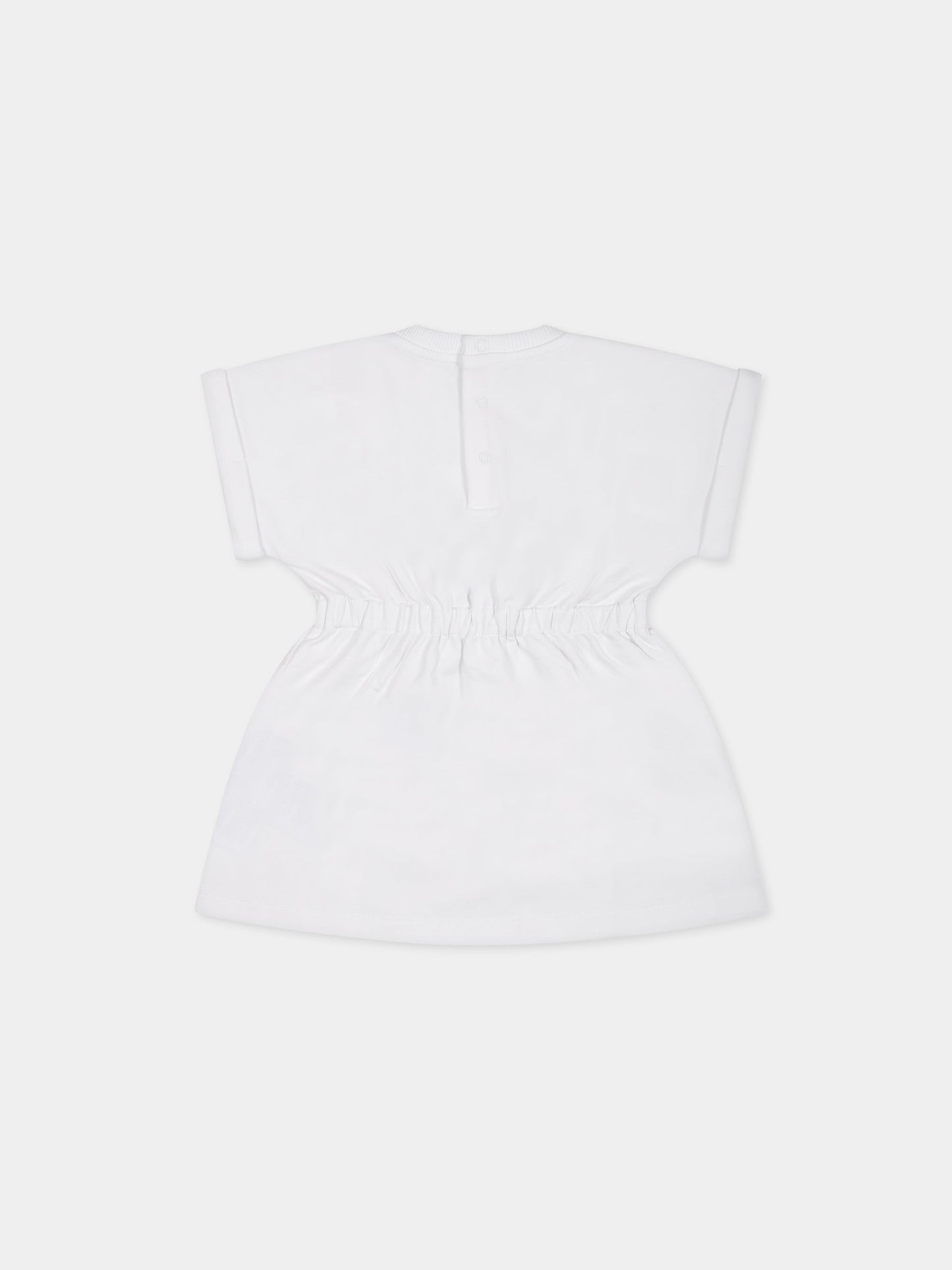 Vestito bianco per neonata con logo,Moschino Kids,MAV09R  LDA00 10101