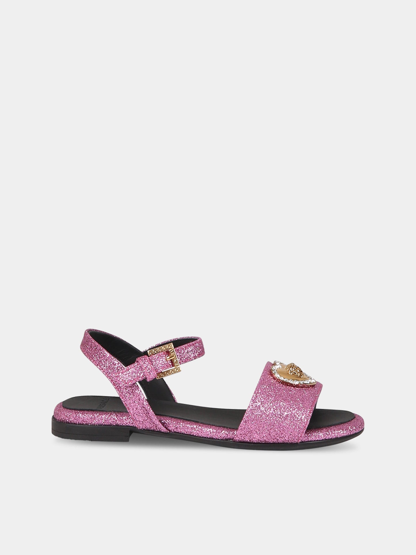 Sandali fucsia per bambina con Medusa e cristalli,Versace,1009663 1A04951 1P07V AY8412