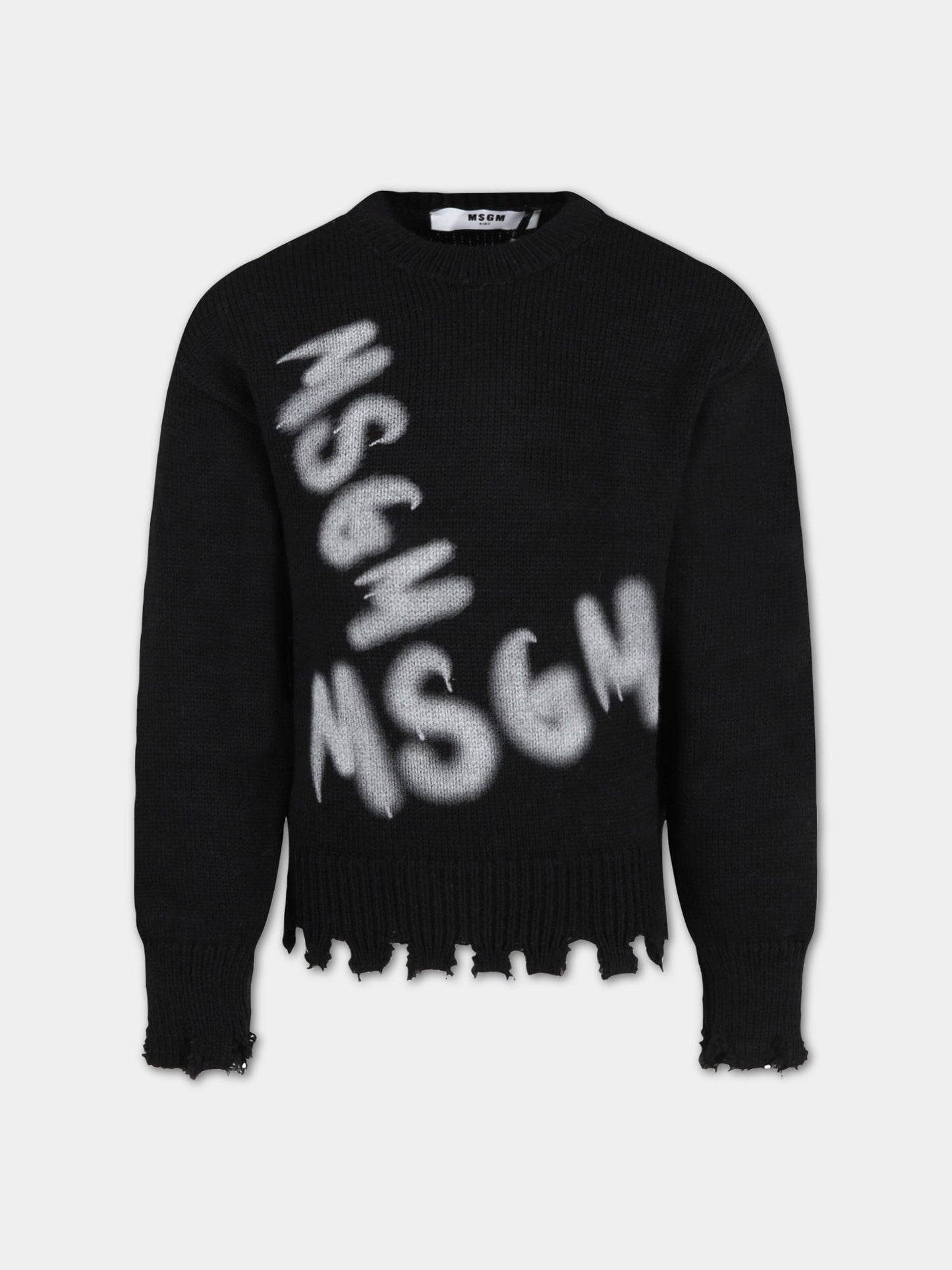 Maglione nero per bambini con logo bianco,Msgm Kids,MS029285 110