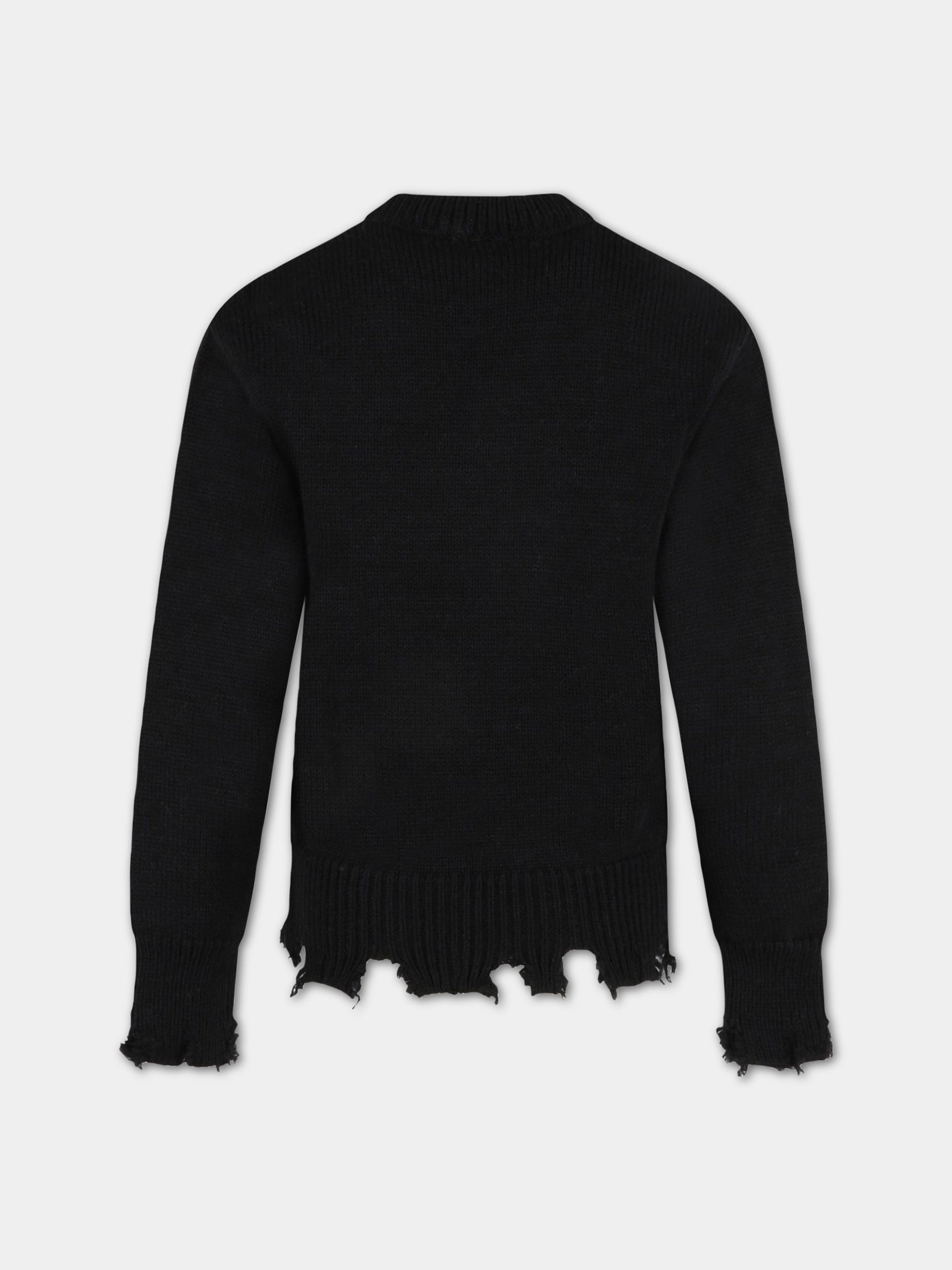 Maglione nero per bambini con logo bianco,Msgm Kids,MS029285 110