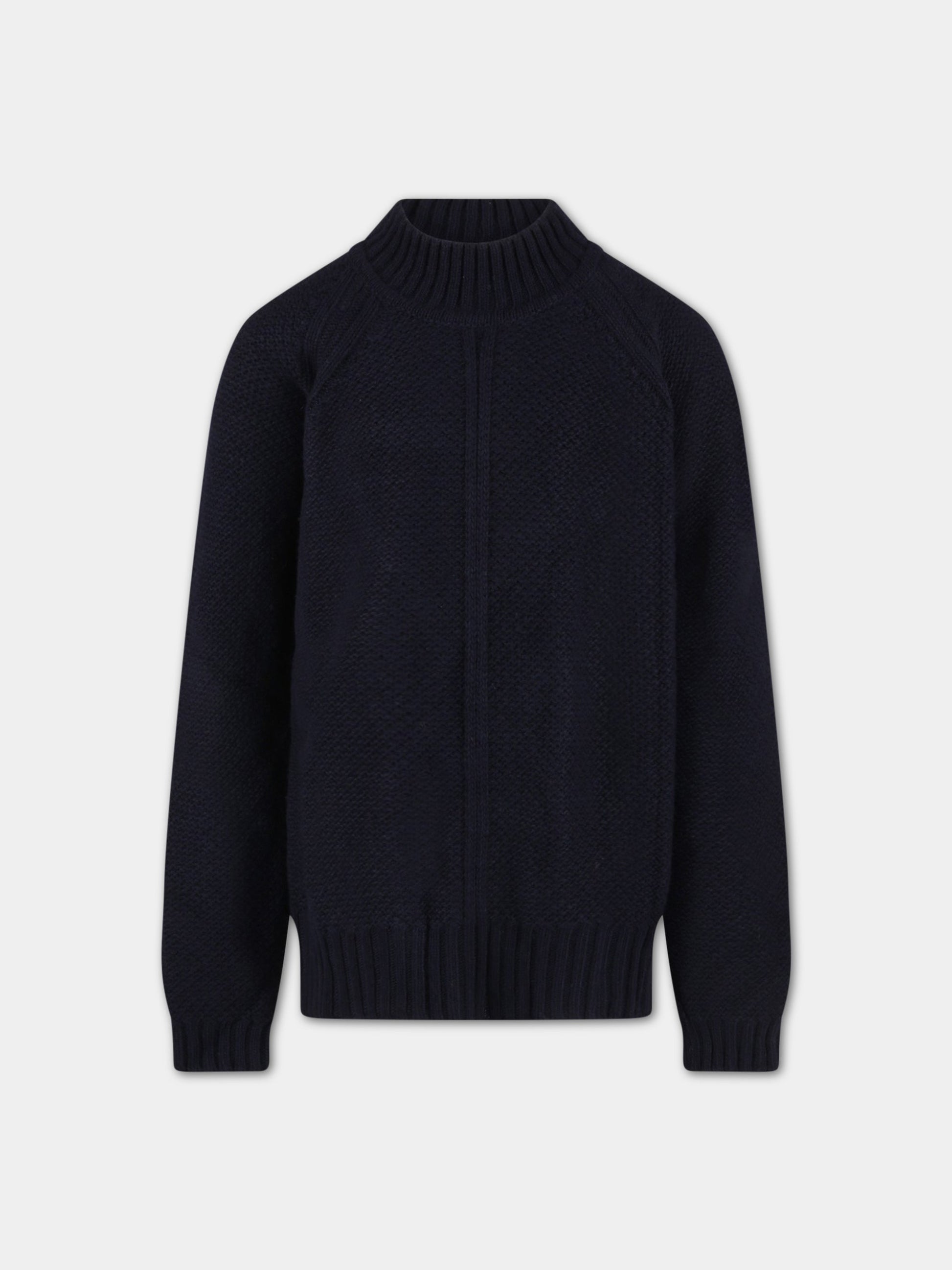 Maglione blu per bambina con patch logato,Dondup Kids,DFMA53C KD005 4004