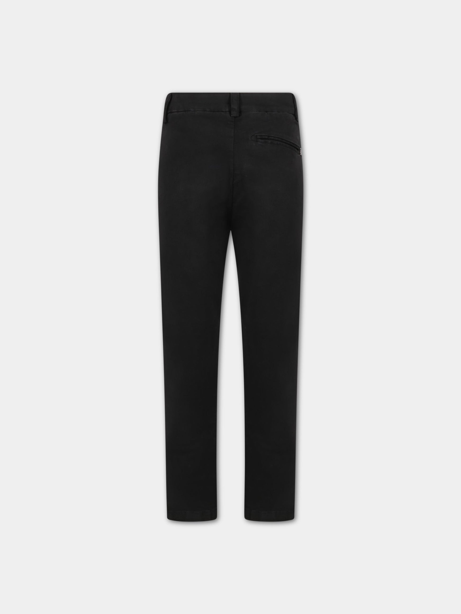 Pantaloni neri per bambino con patch logato,Dondup Kids,DMPA213 KD001 N000