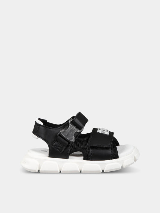 Sandalo nero per bambina con logo,Calvin Klein Kids,V1B2 80609 0211999