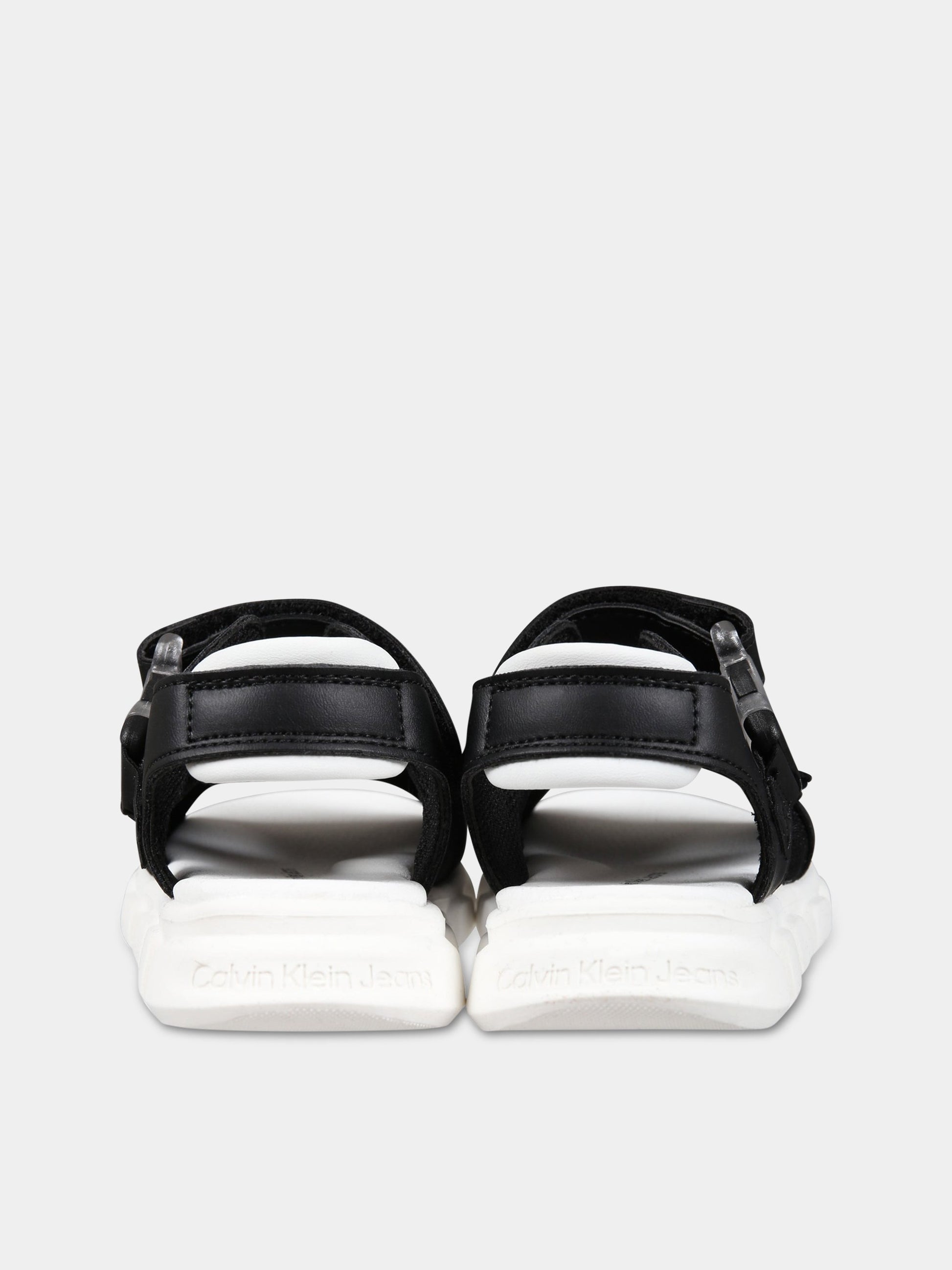 Sandalo nero per bambina con logo,Calvin Klein Kids,V1B2 80609 0211999