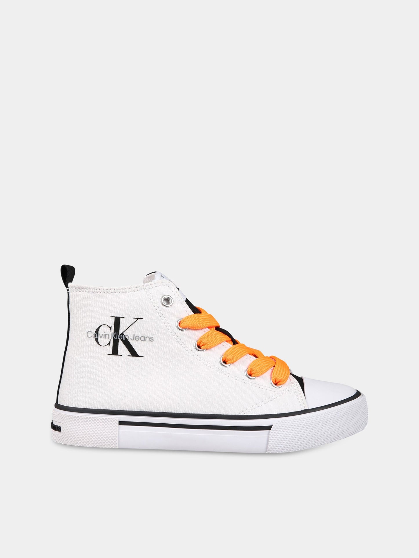 Sneakers bianche per bambini con logo,Calvin Klein Kids,V3X9 80569 0890X002