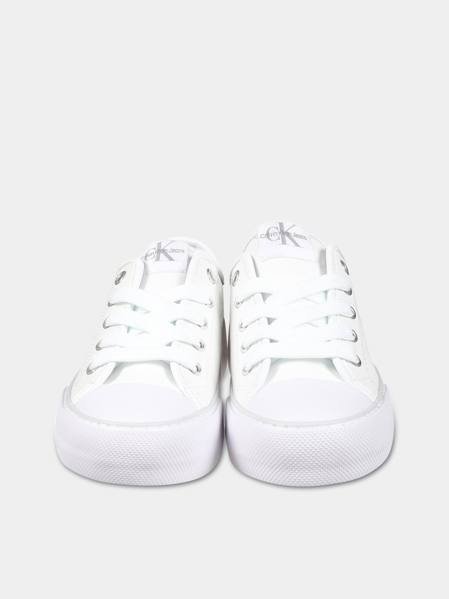 Sneakers bianche per bambina con logo,Calvin Klein Kids,V3A9 80484 1355100