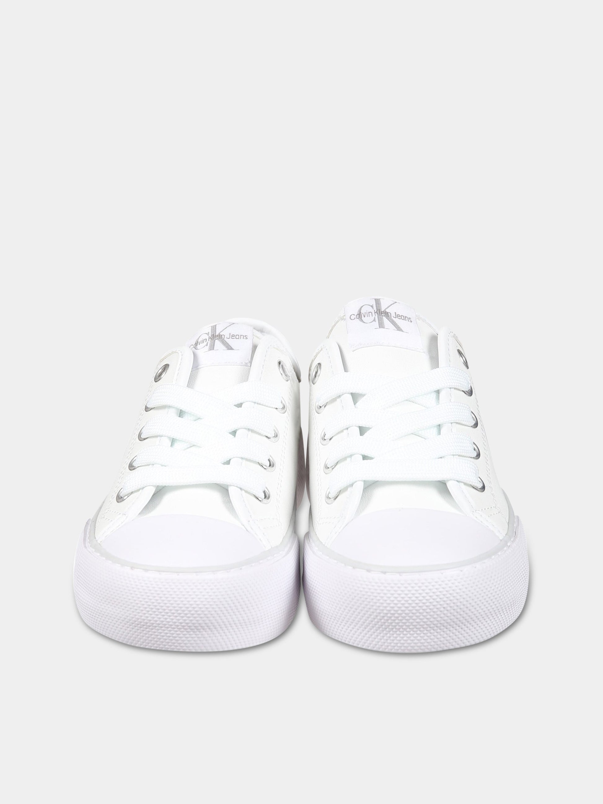 Sneakers bianche per bambina con logo,Calvin Klein Kids,V3A9 80484 1355100