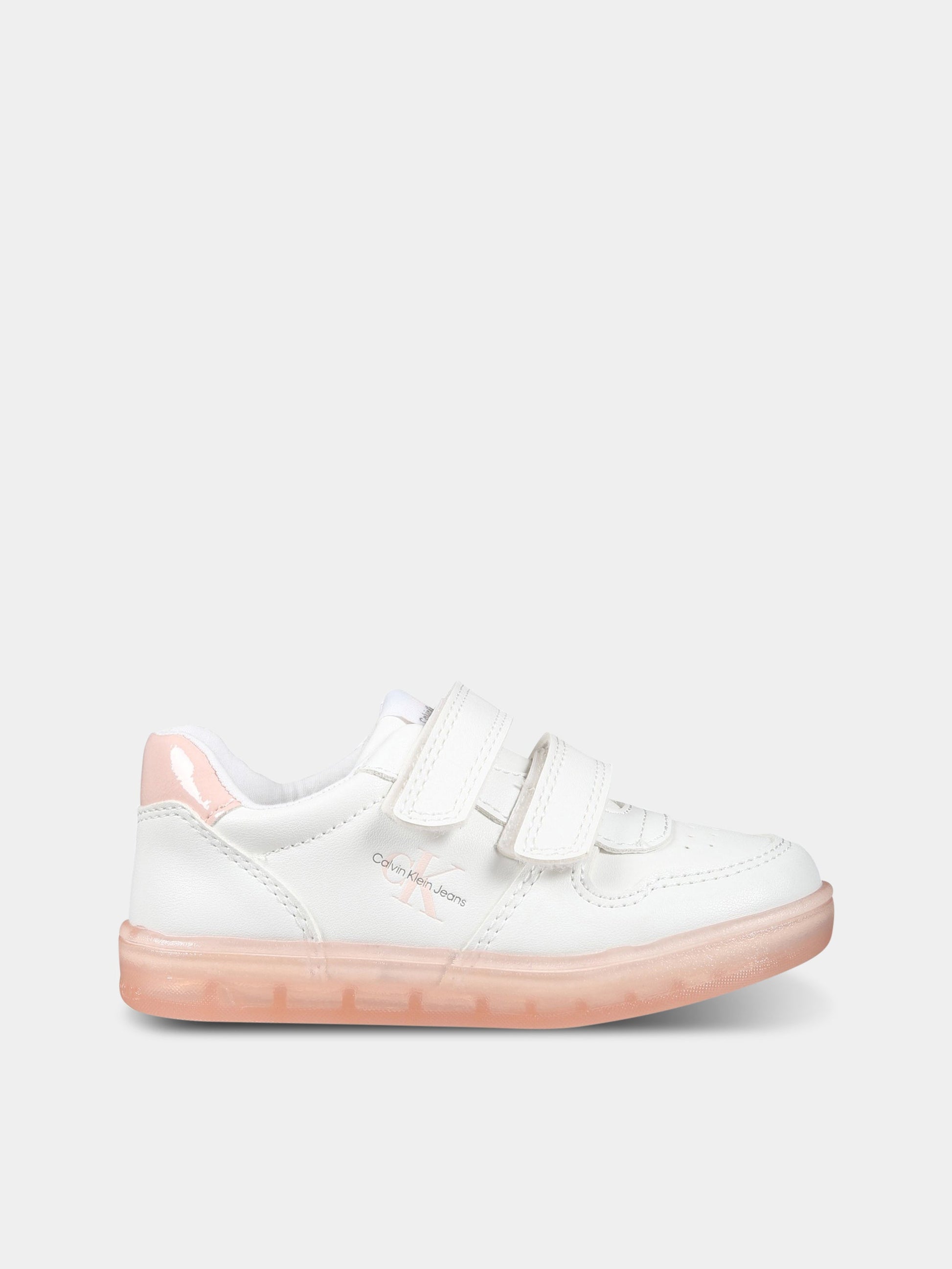 Sneakers bianche per bambina con logo,Calvin Klein Kids,V1A9 80466 1355X134