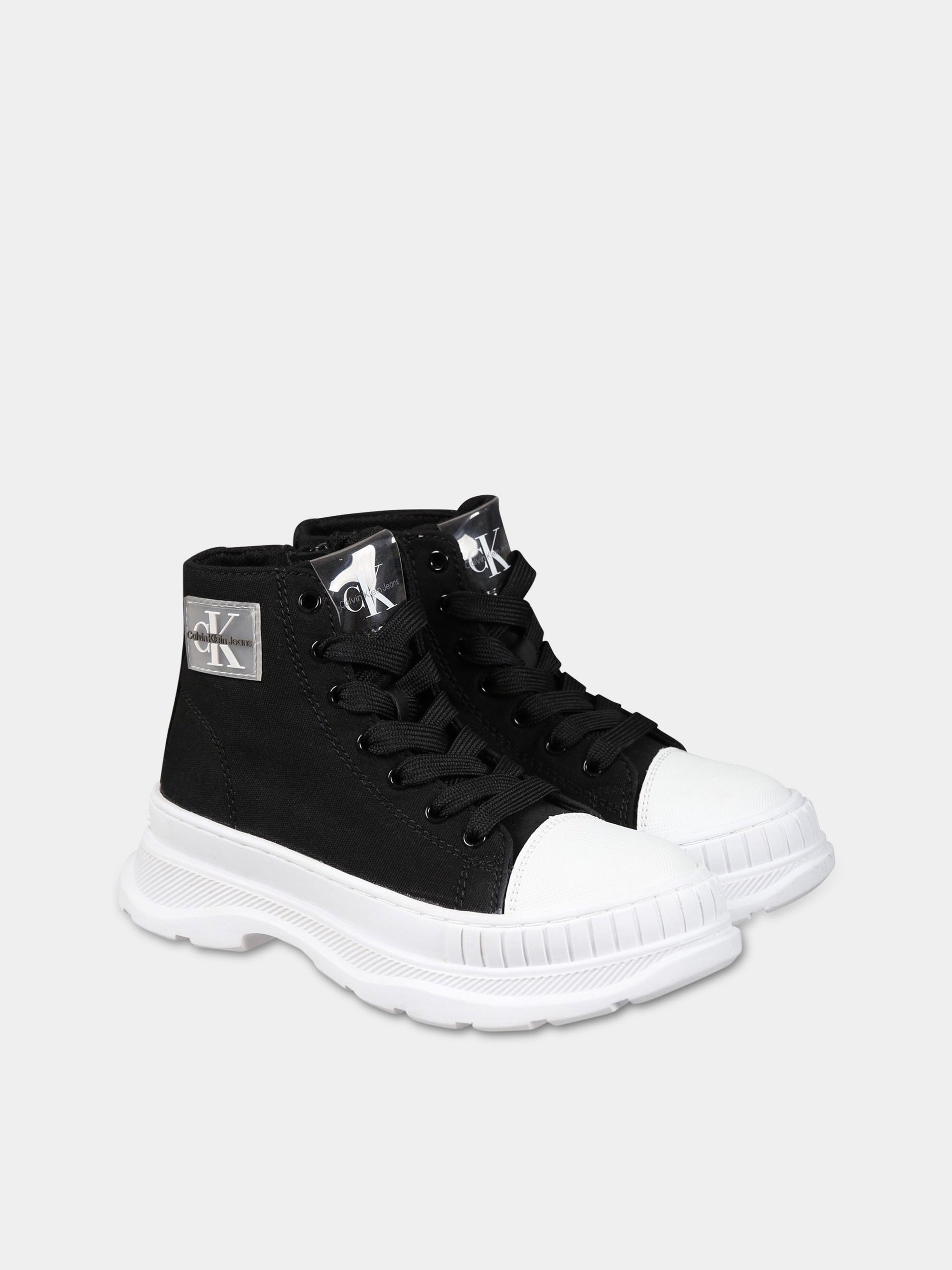 Sneakers nere per bambina con logo,Calvin Klein Kids,V3X5 80603 0890999
