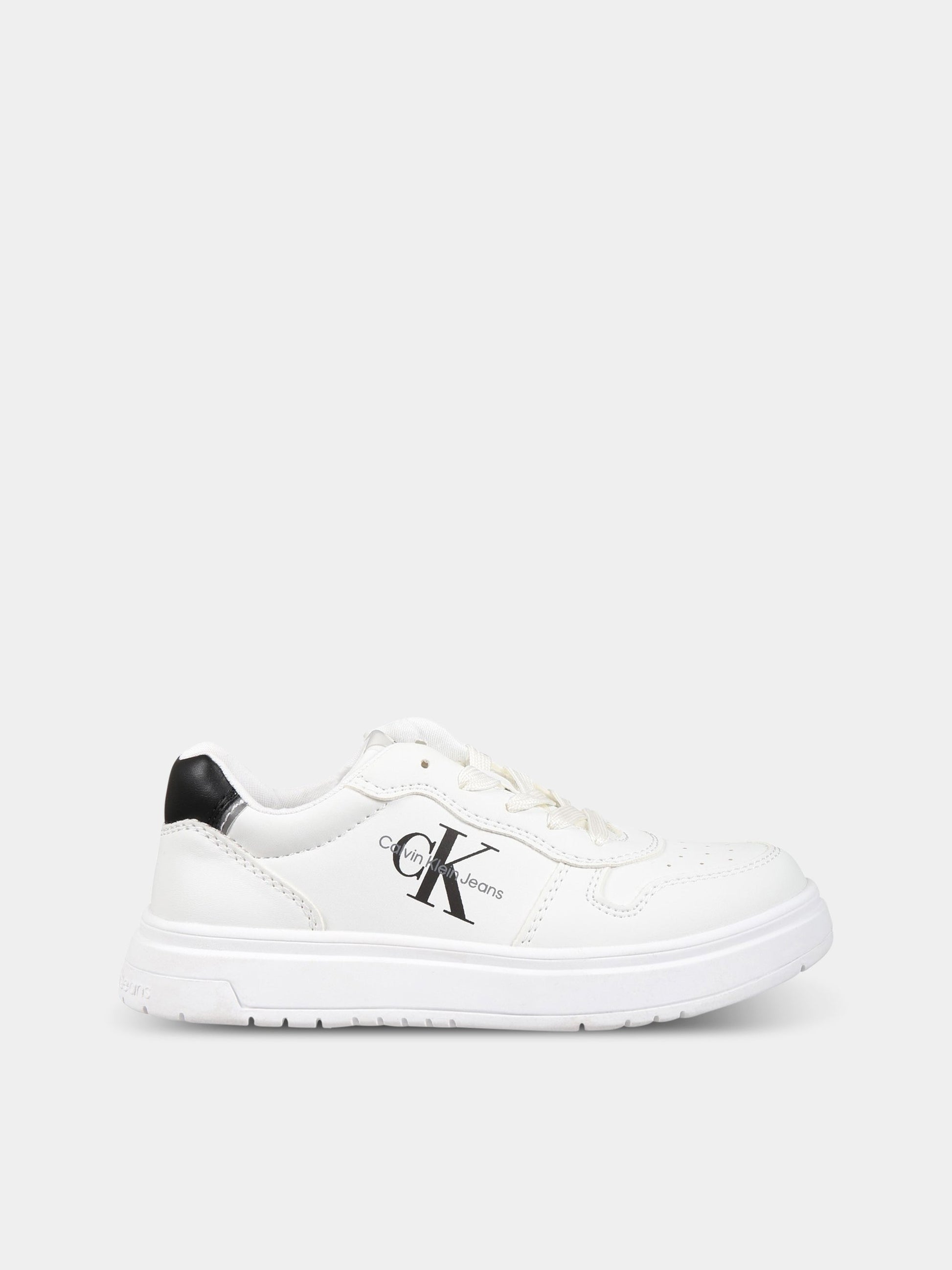 Sneakers bianche per bambini con logo,Calvin Klein Kids,V3X9 80553 1355100
