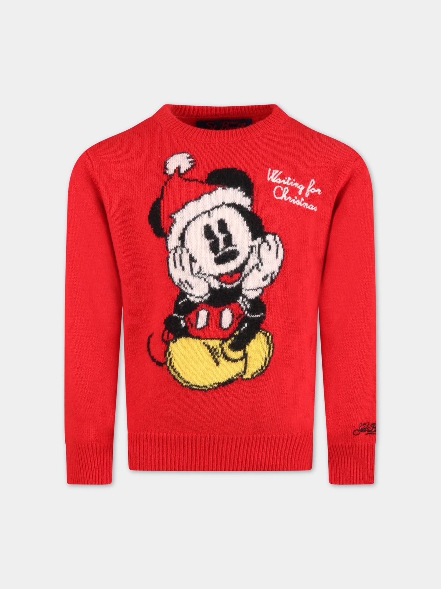 Maglione rosso per bambino con Topolino,Mc2 Saint Barth,DOU0001 EMMW41