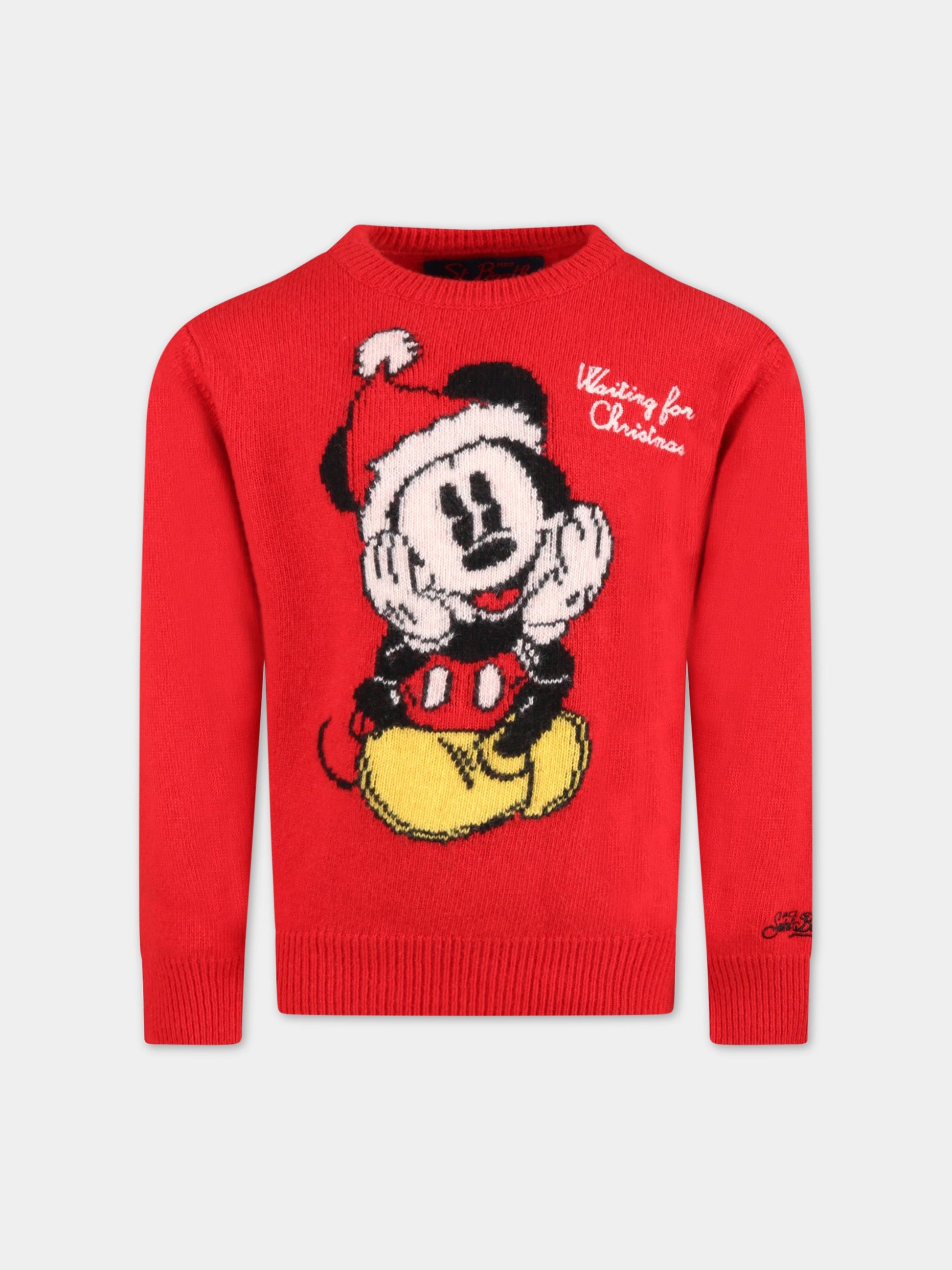 Maglione rosso per bambino con Topolino,Mc2 Saint Barth,DOU0001 EMMW41