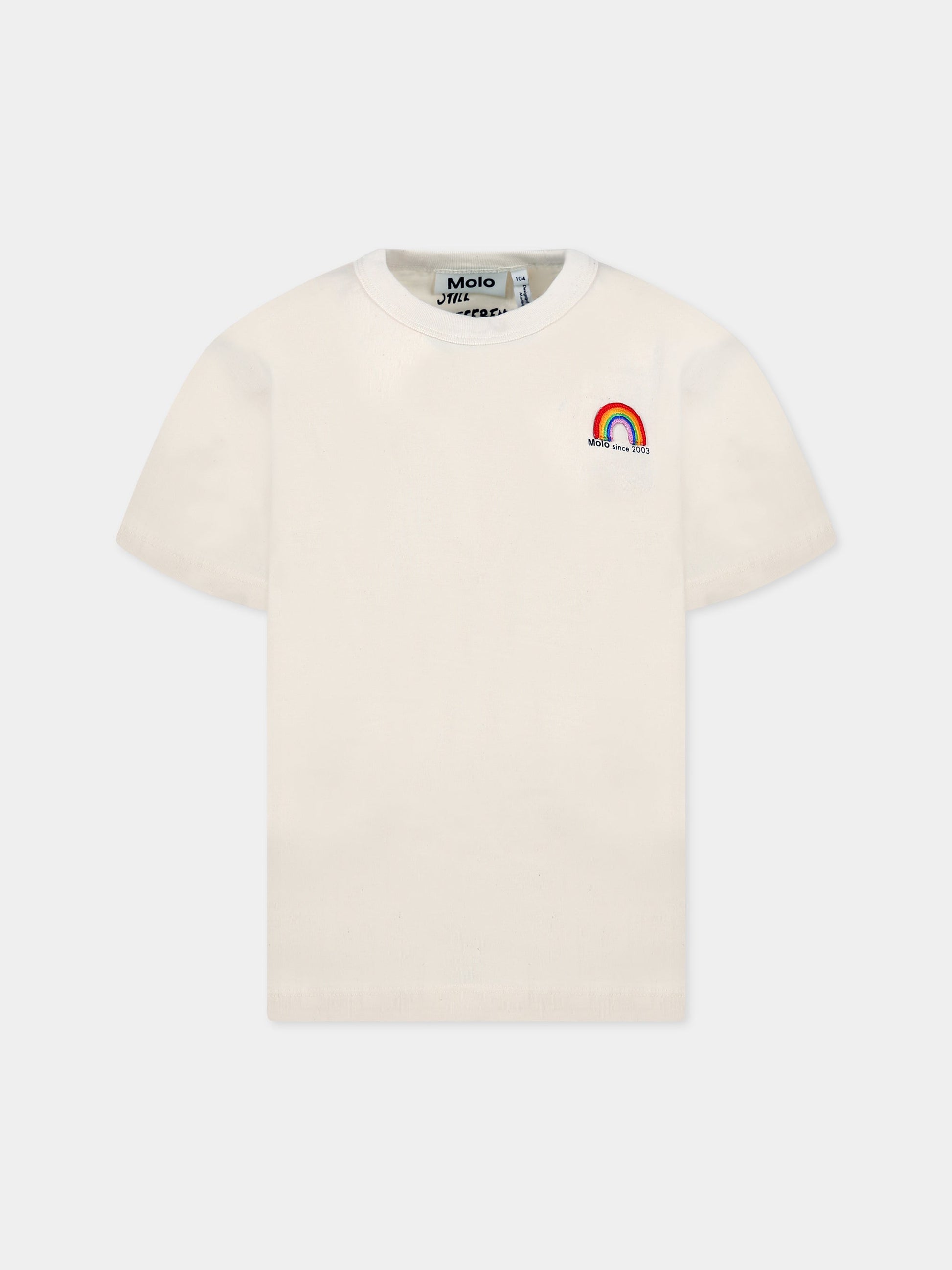 T-shirt bianca per bambini con logo,Molo,6W23A202 8755