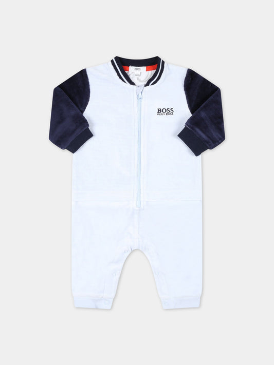 Tutina celeste per neonato con logo ricamato,Hugo Boss,J94293 771