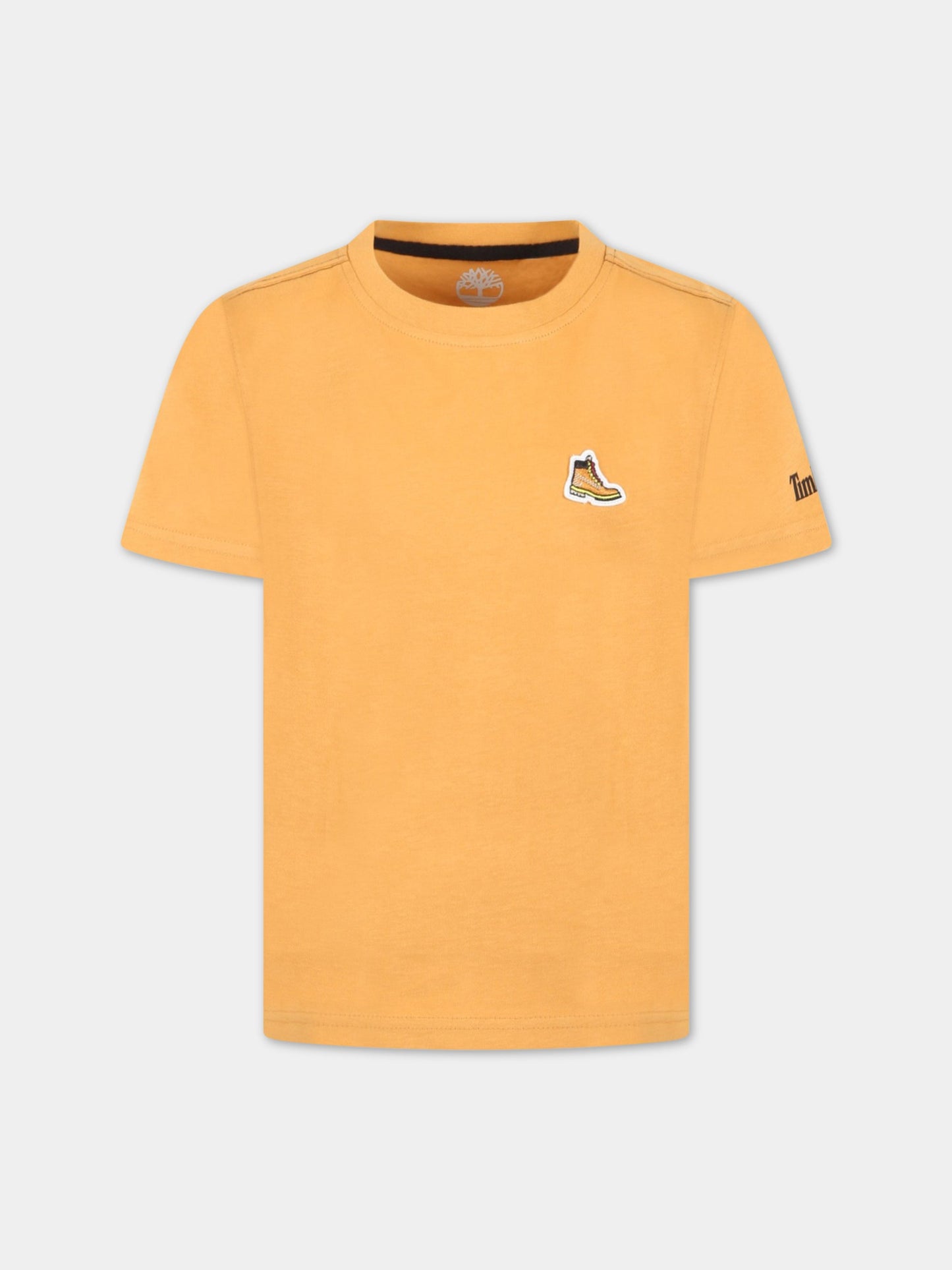 T-shirt arancione per bambino con logo e patch,Timberland,T25S74 589