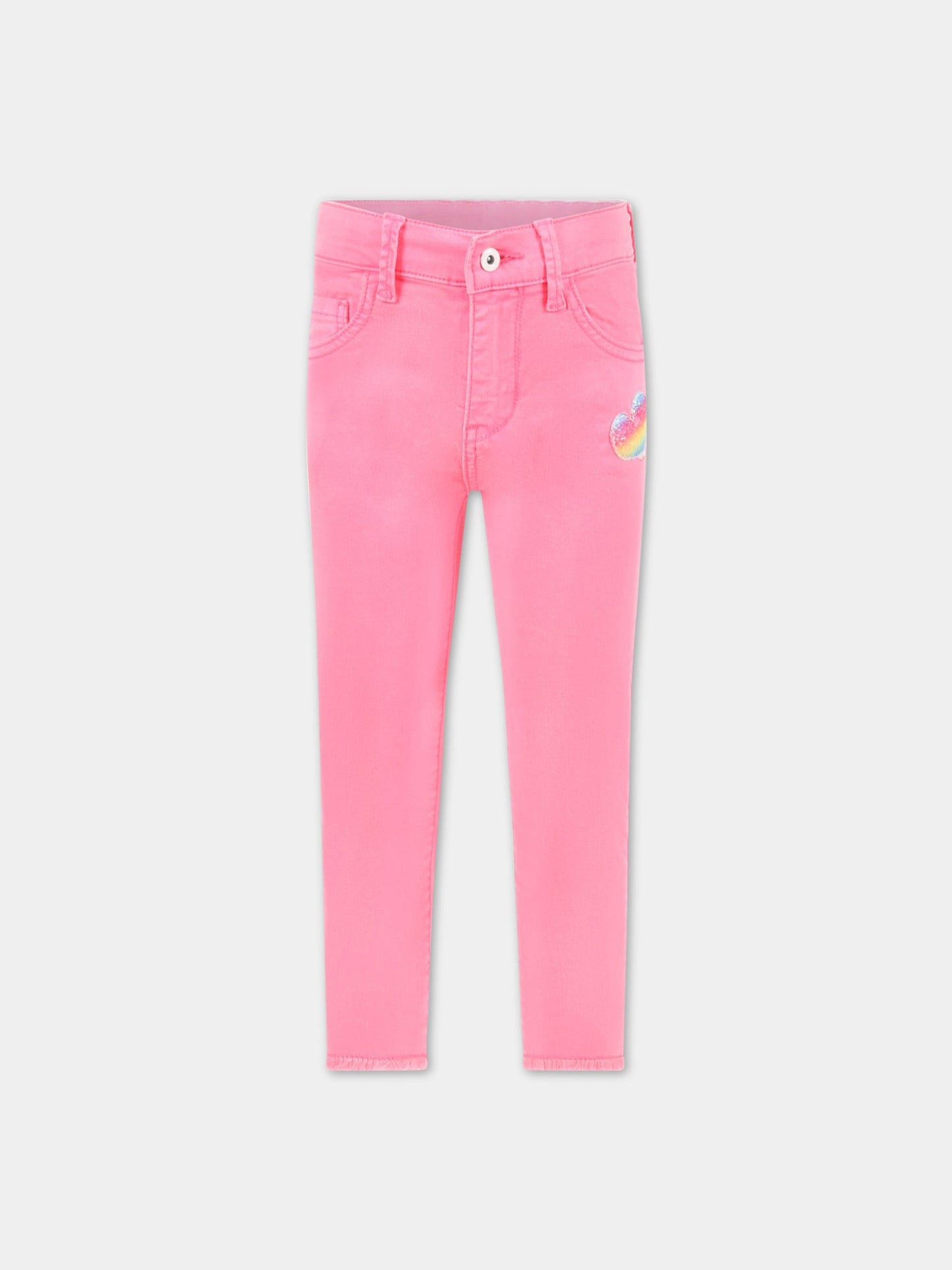 Jeans rosa per bambina con patch,Billieblush,U14482 47T