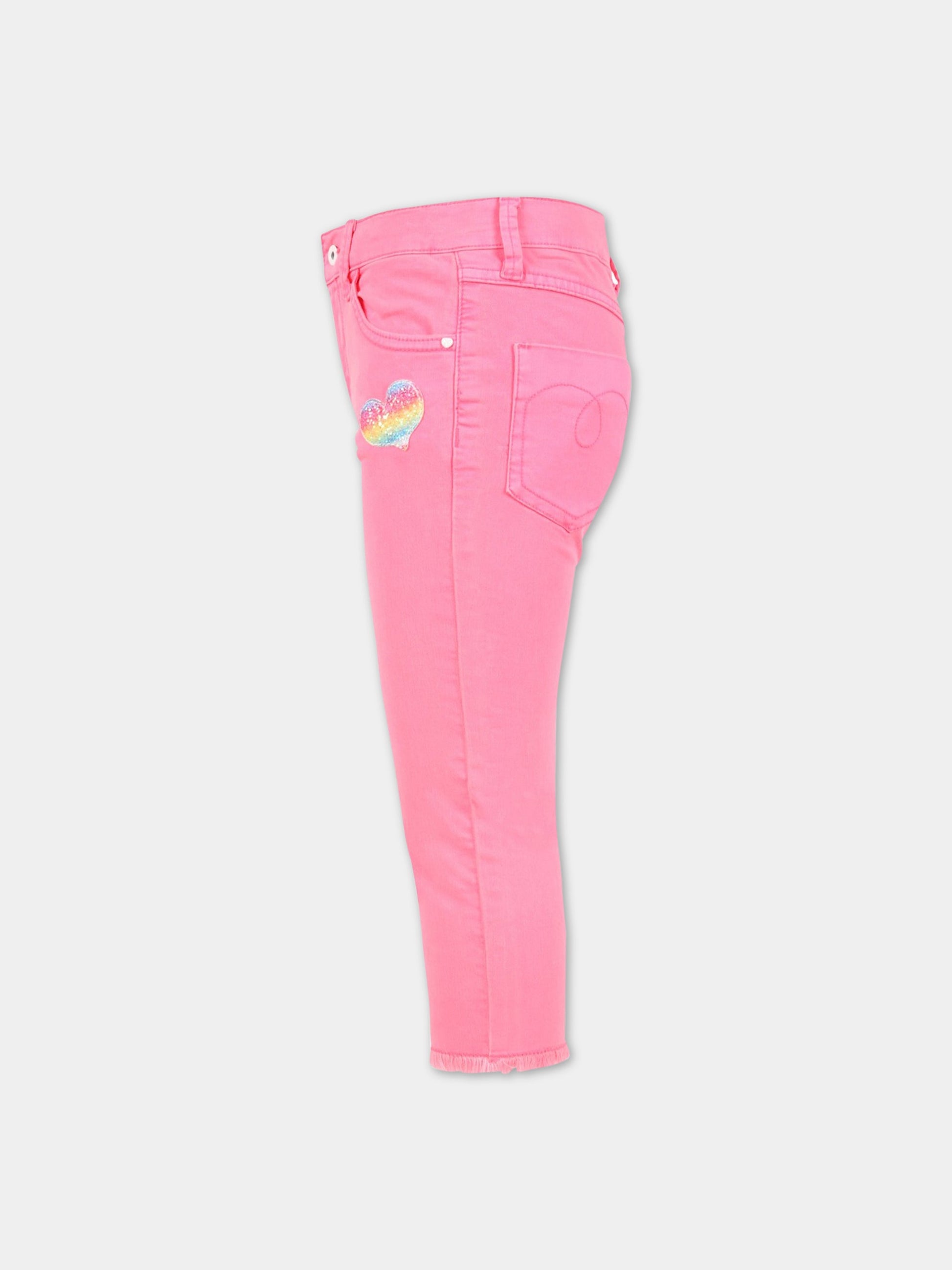 Jeans rosa per bambina con patch,Billieblush,U14482 47T