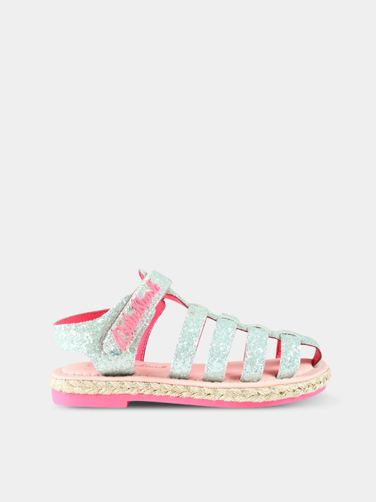 Sandali multicolor per bambina con logo rosa,Billieblush,U19310 768
