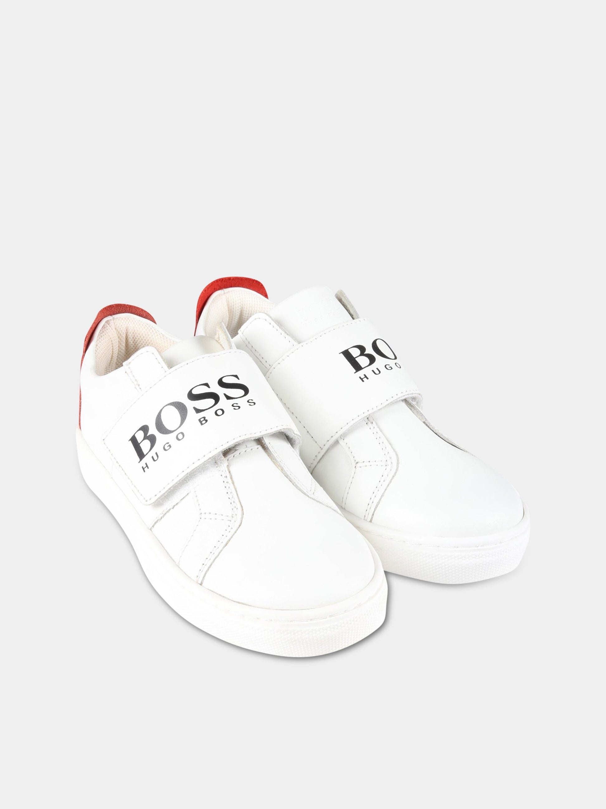 Sneakers bianche per bambino con logo nero,Hugo Boss,J09168 10B