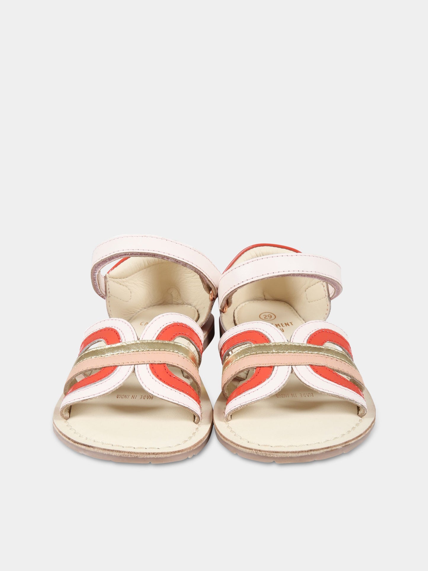 Sandali multicolor per bambina con dettaglio rosso,Carrement Beau,Y09035 Z41