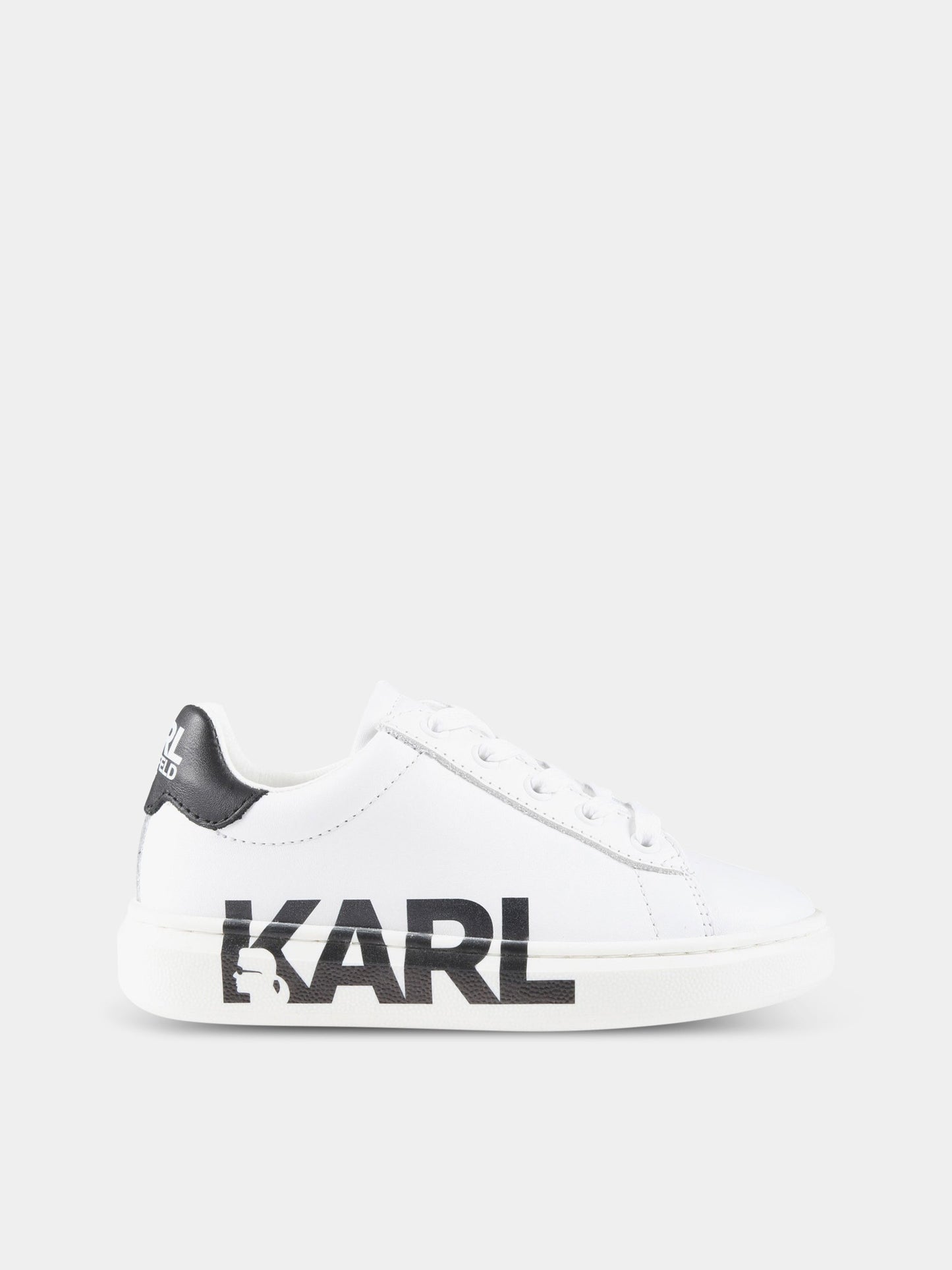 Sneakers bianche per bambini con logo nero,Karl Lagerfeld Kids,Z29043 10B